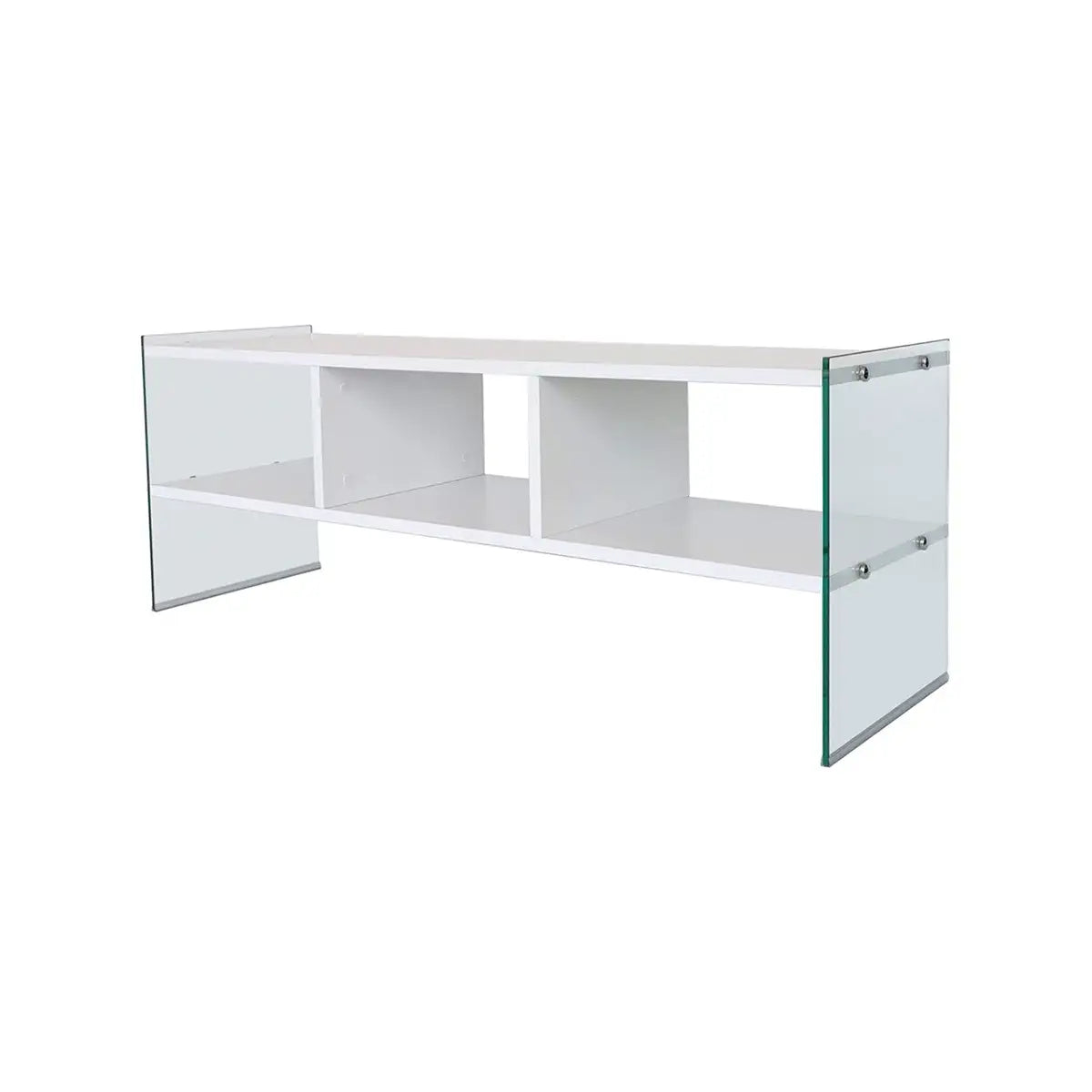 Carlos- Modern TV Stand with Tempered Glass or Tempered Smoked Glass - White