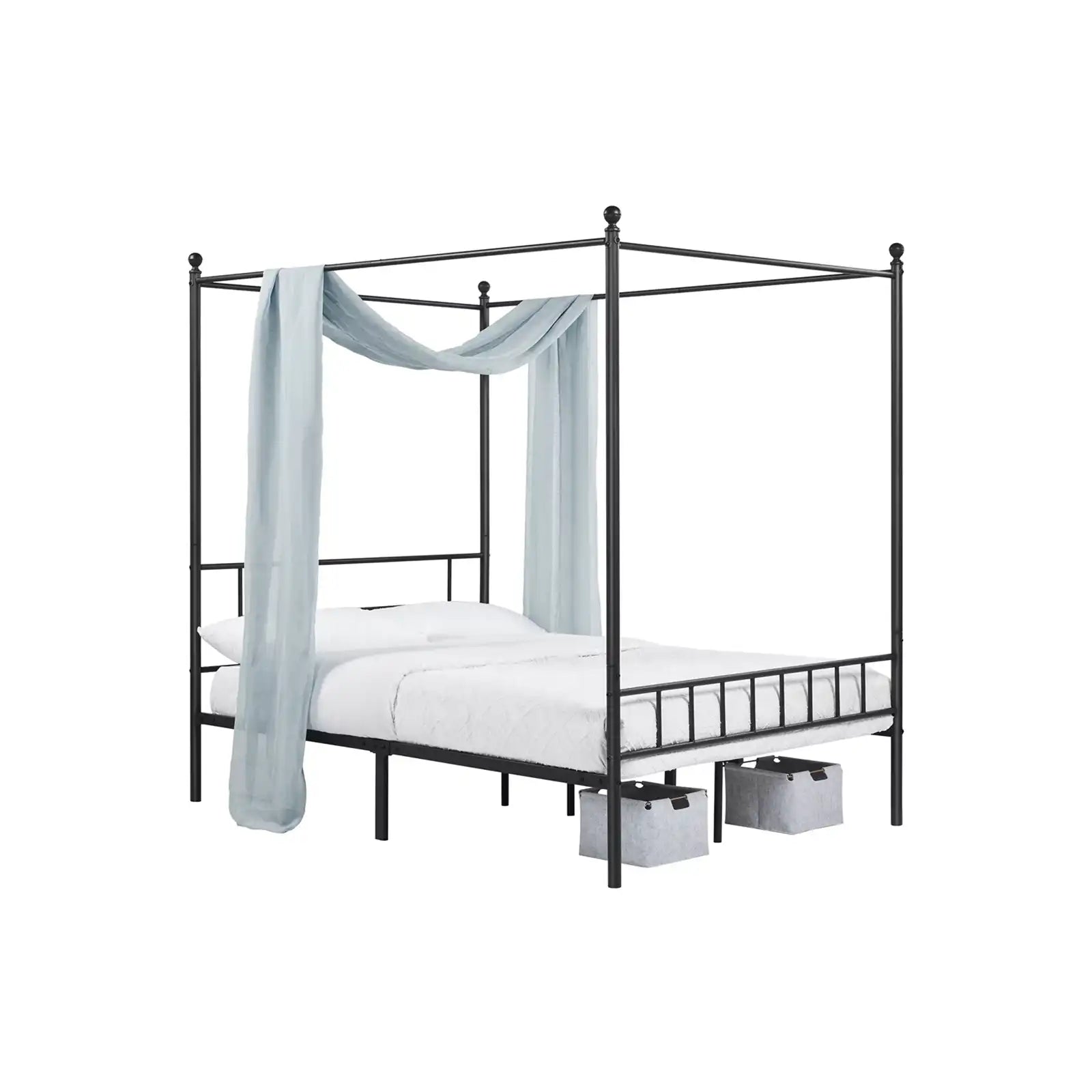 Canopy Bed Frame Four-poster Canopied Platform Bed with Headboard and Footboard