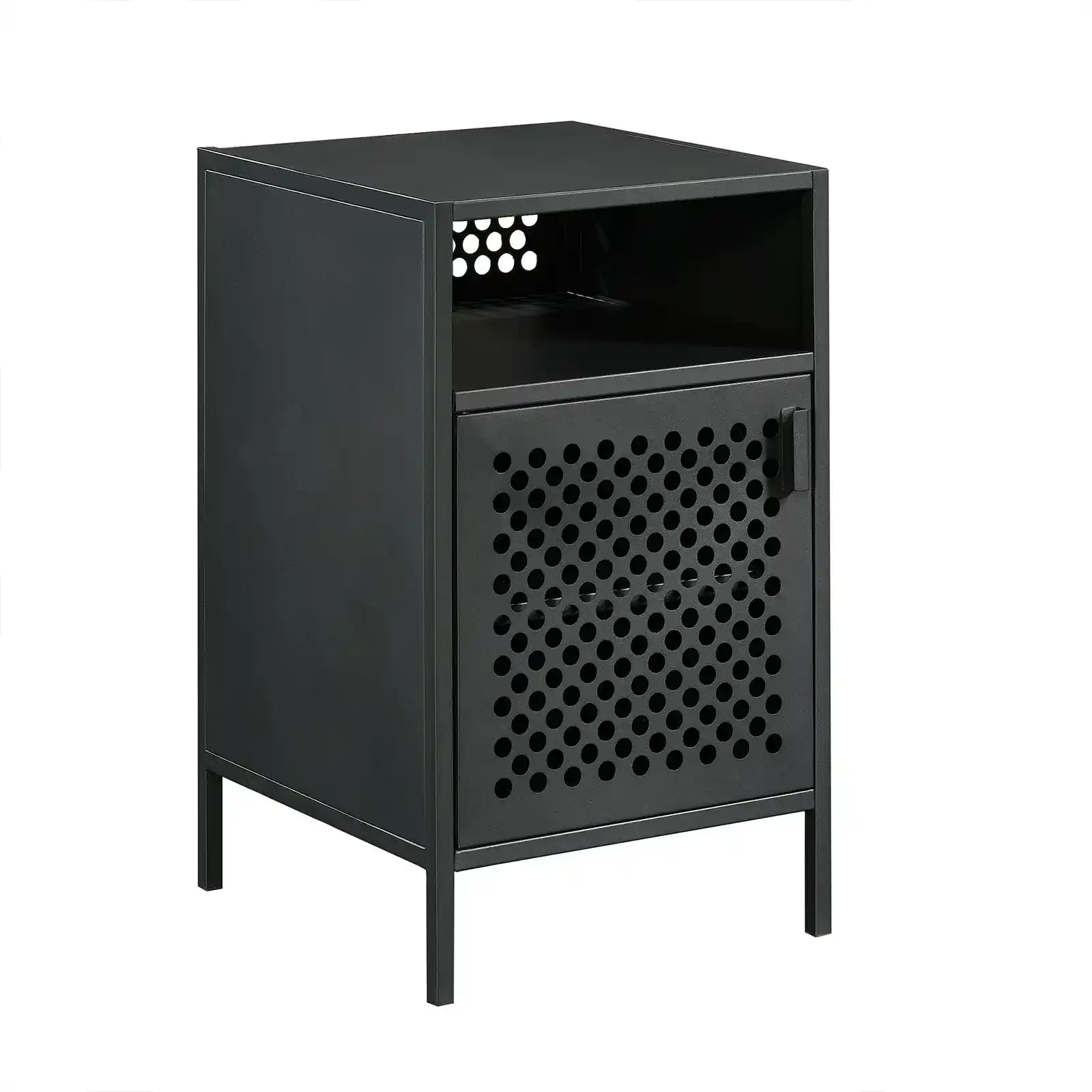 Industrial and Modern Night Stand, Black Finish