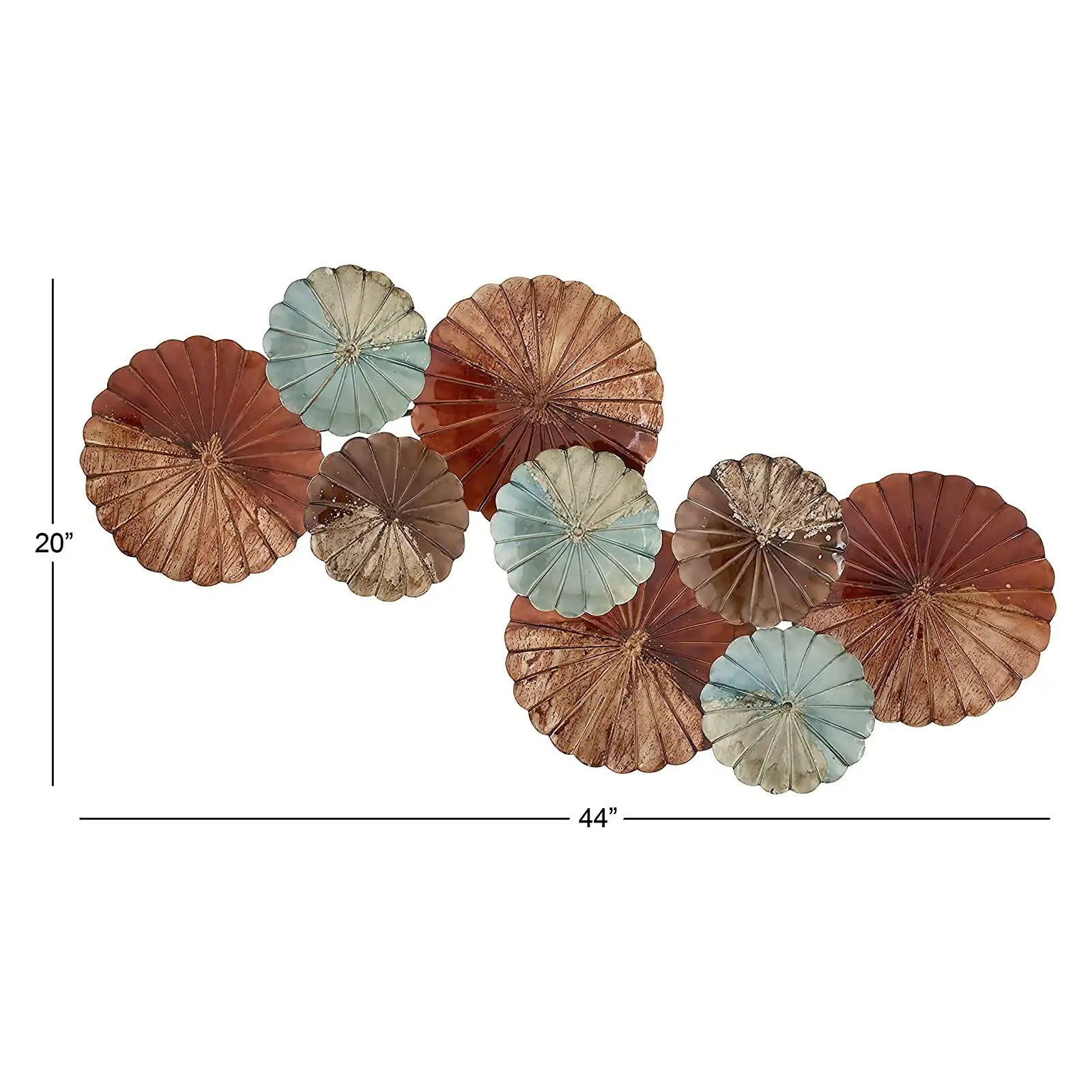 Metal Floral Wall Decor, 3" x 44" x 20", Brown