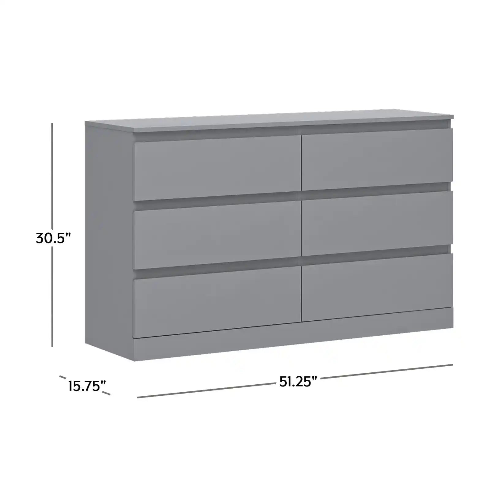 Modern 6-Drawer Horizontal Dresser