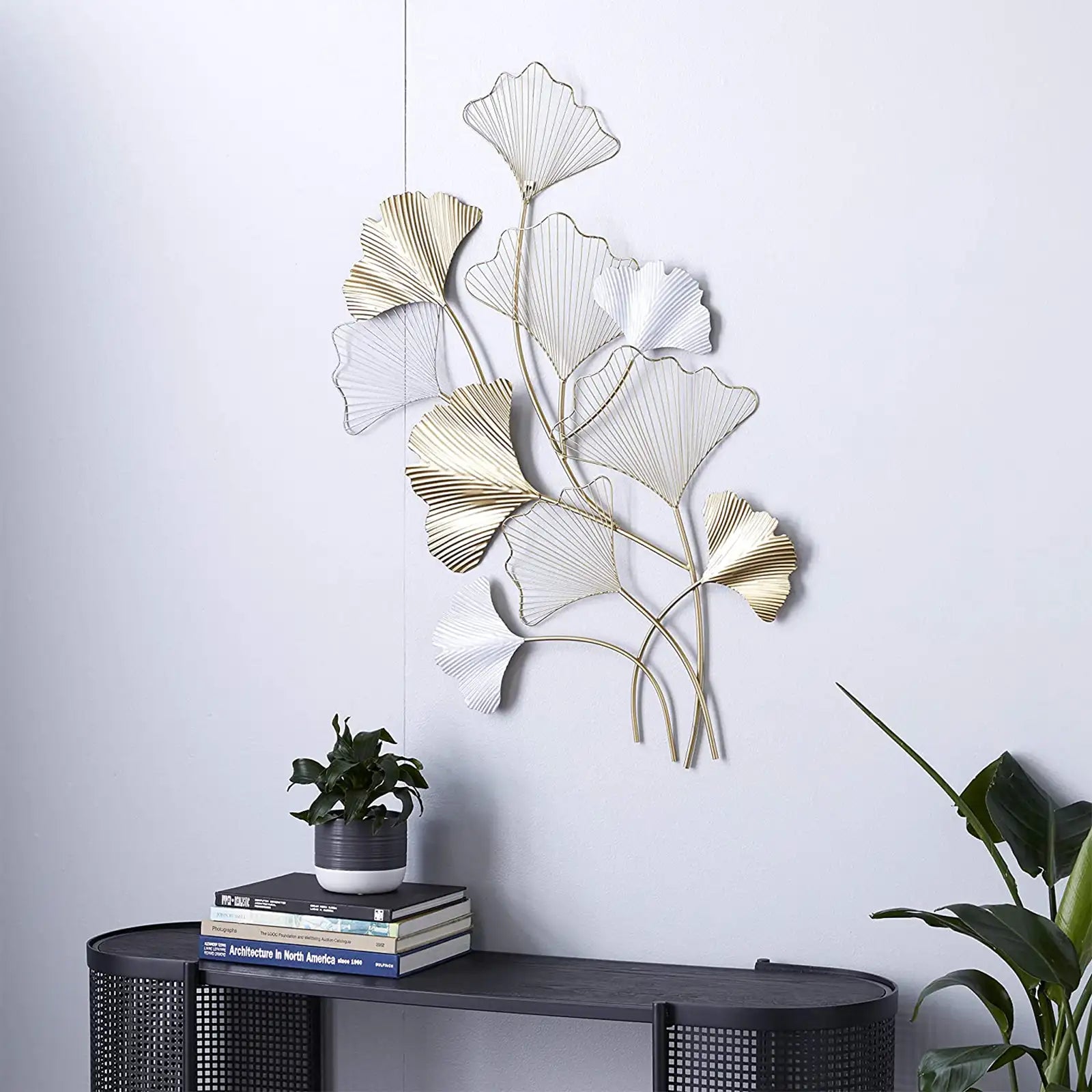 Metal Floral Gingko Leaf Wall Decor