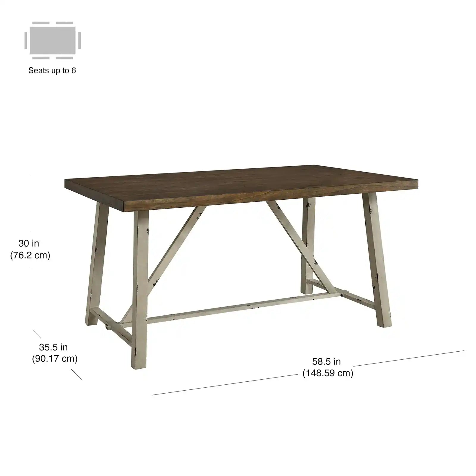 Mesa de comedor de madera y metal estilo granja 