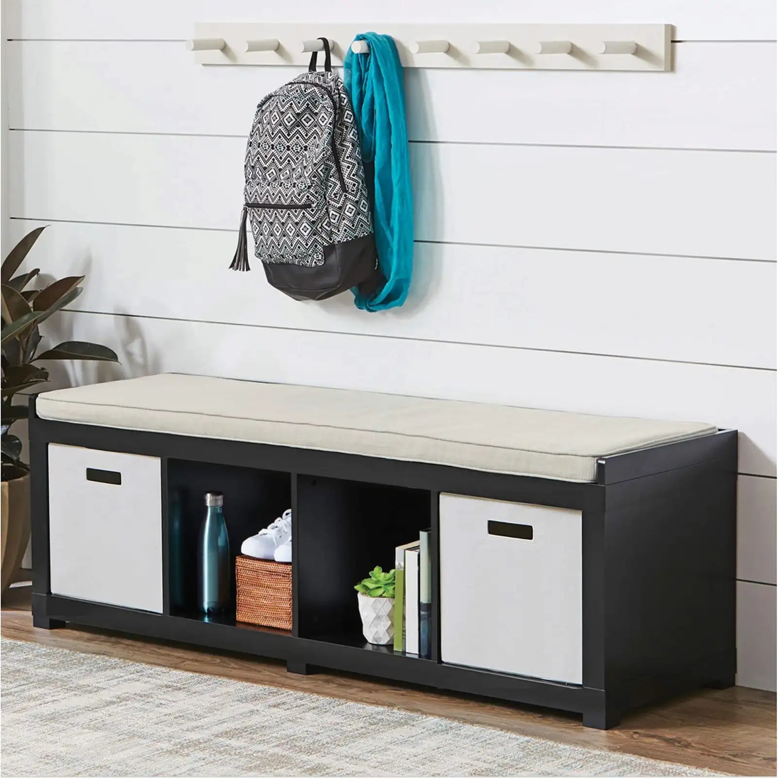 4-Cube Storage Organizer Bench