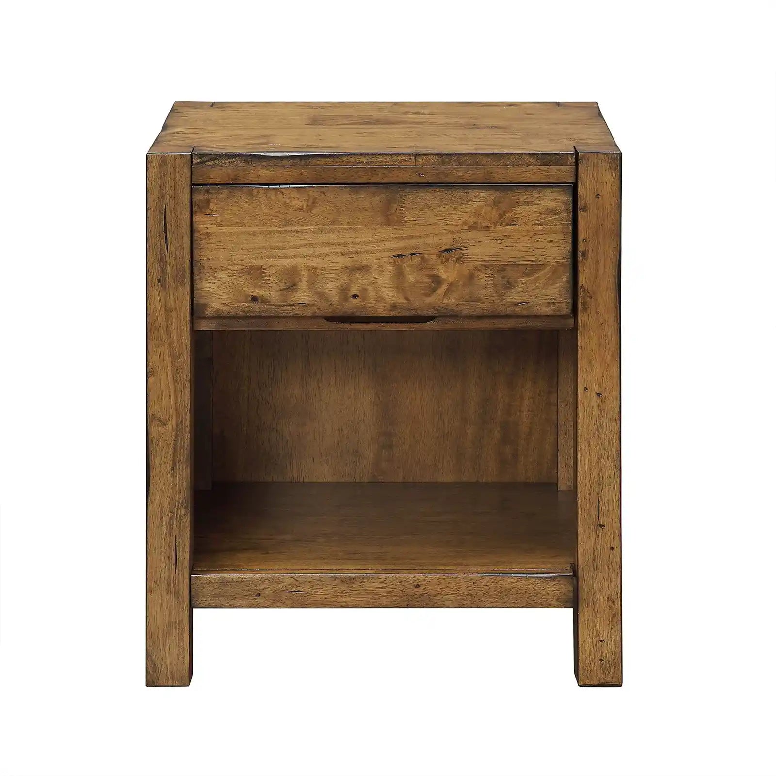 Farmhouse Nightstand, Rustic Maple Brown Finish