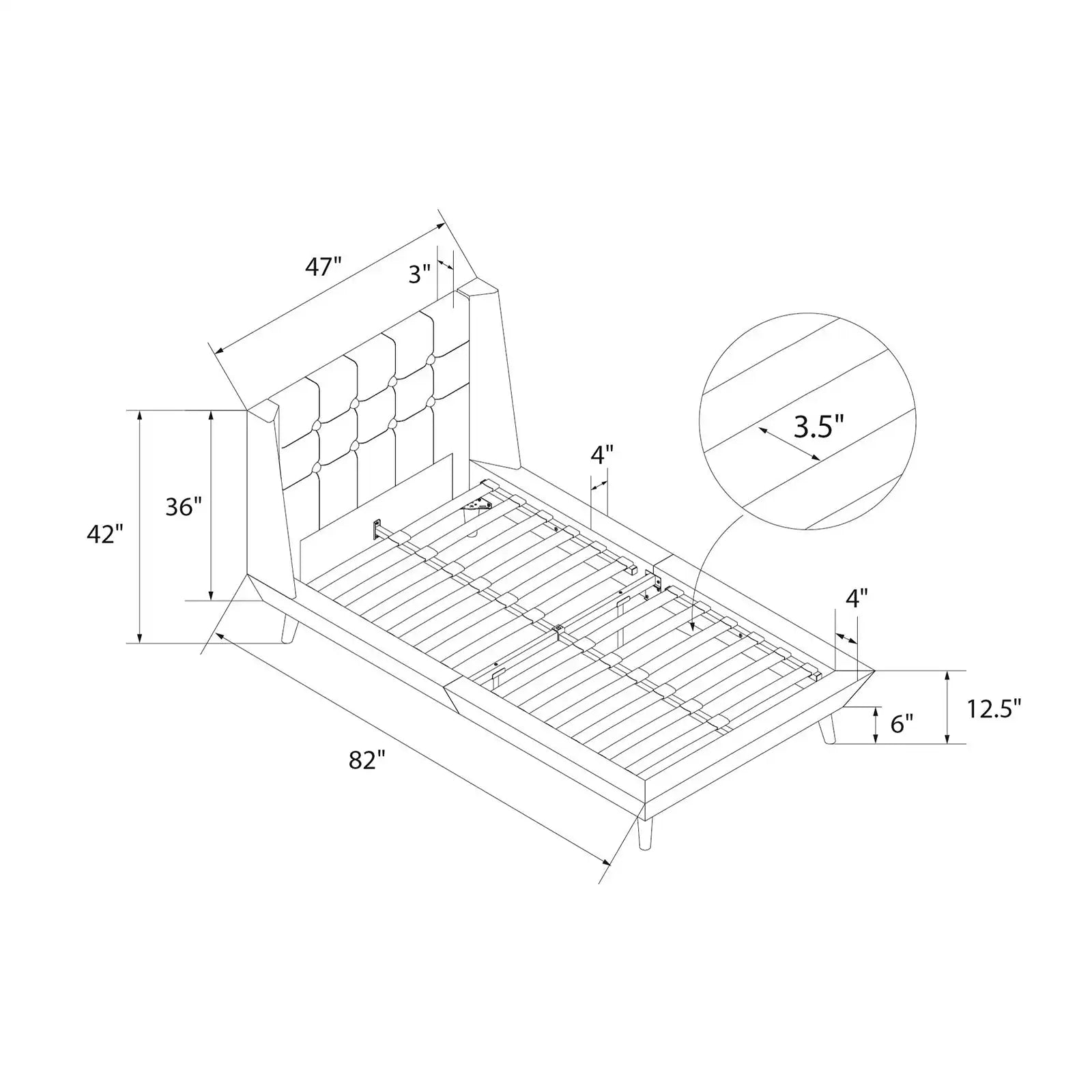 Upholstered Bed with Low Profile Platform Frame