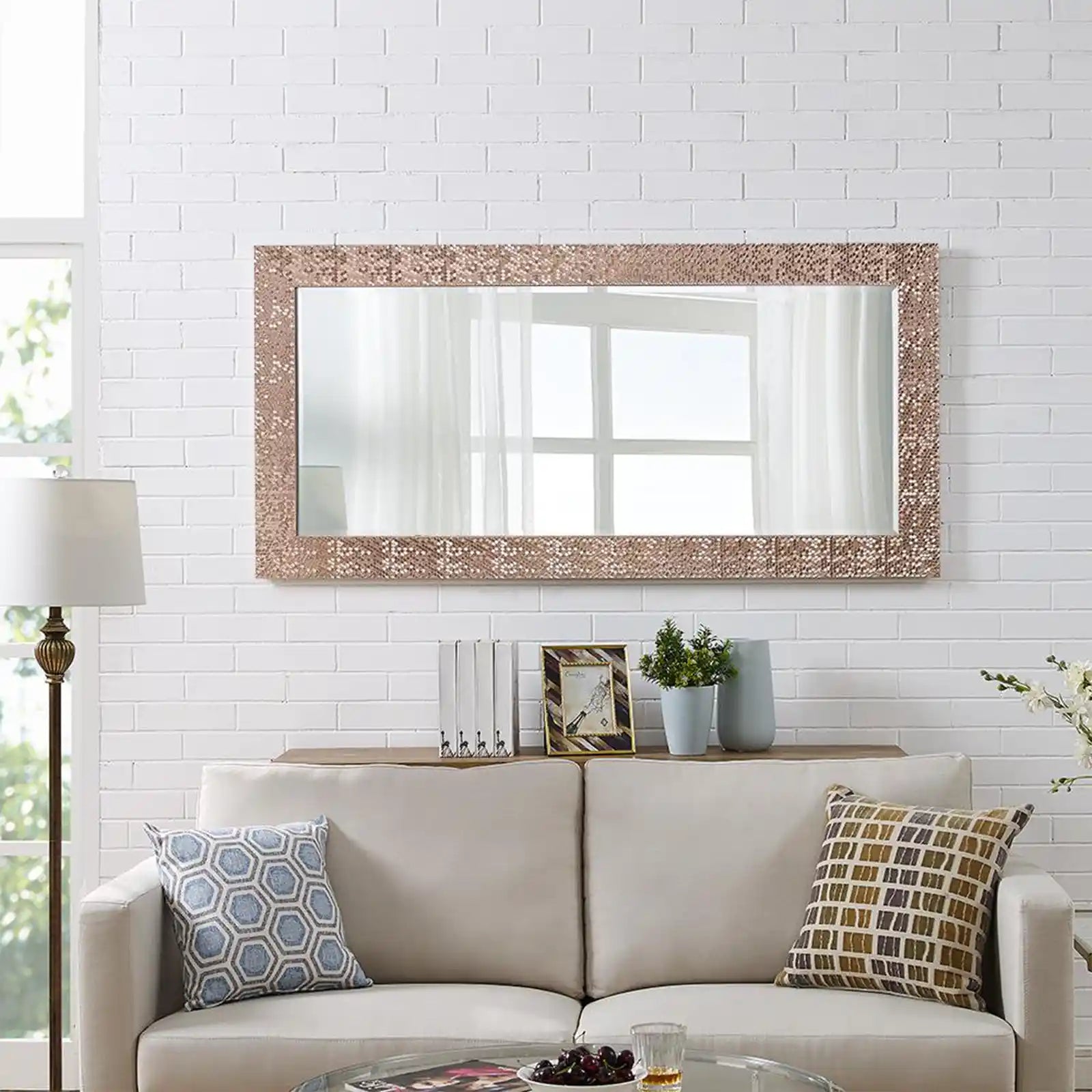 Mosaic Style Full Length Mirror, Wall Mirror, Floor Mirror, 65.5 x 31.5 Inch