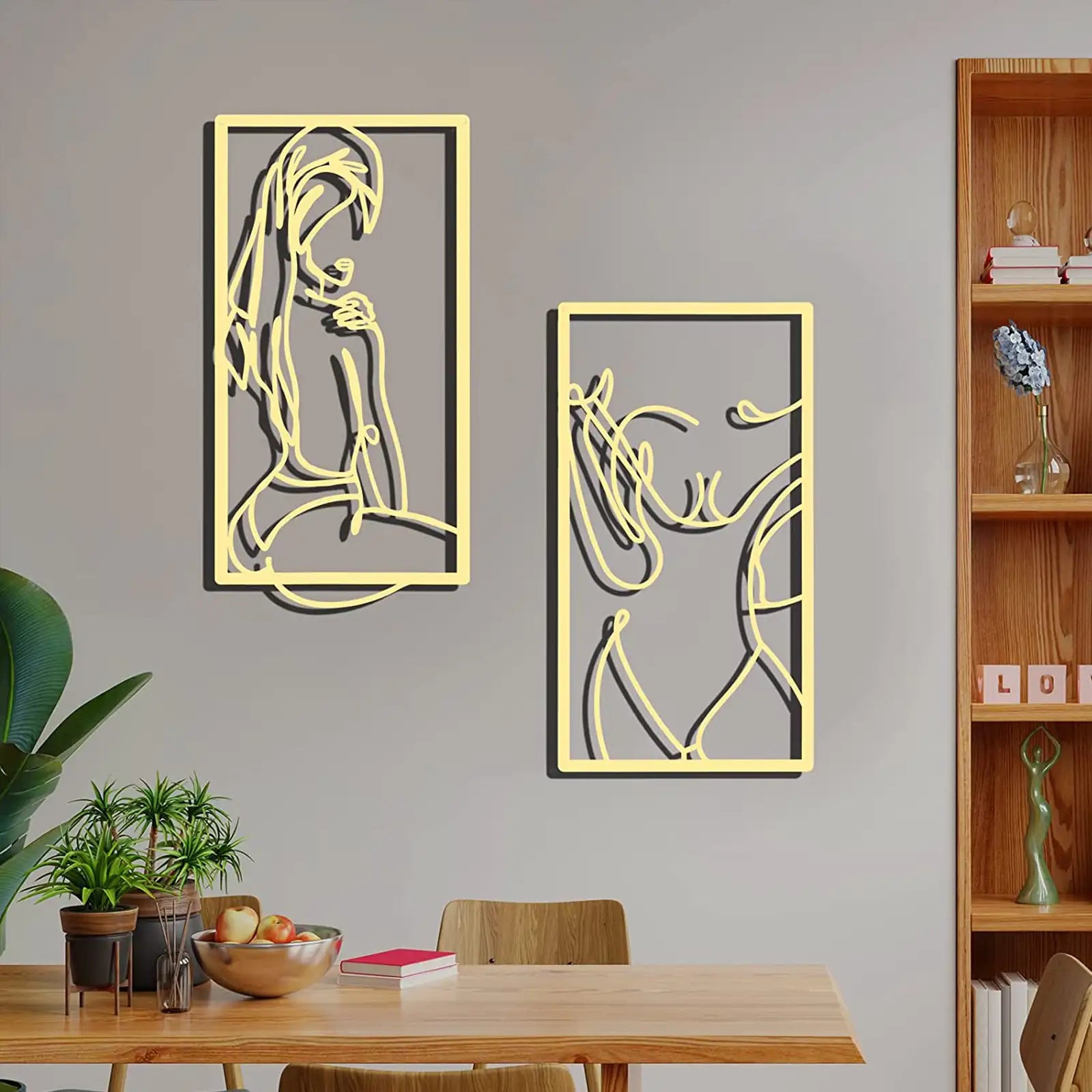 6 Pcs Modern Minimalist Wall Decor Abstract Woman Wall Art Single Line Drawing Modern Home Decor Line Metal Wall Decor Women Body Shape Wall Sculptures