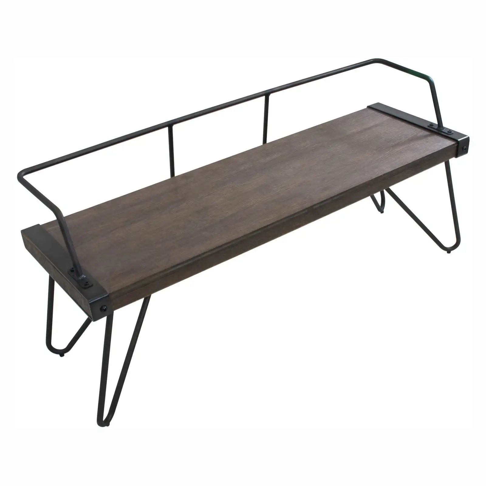 Espresso Brown and Vintage Black Wooden Bench , Retro and Minimalist