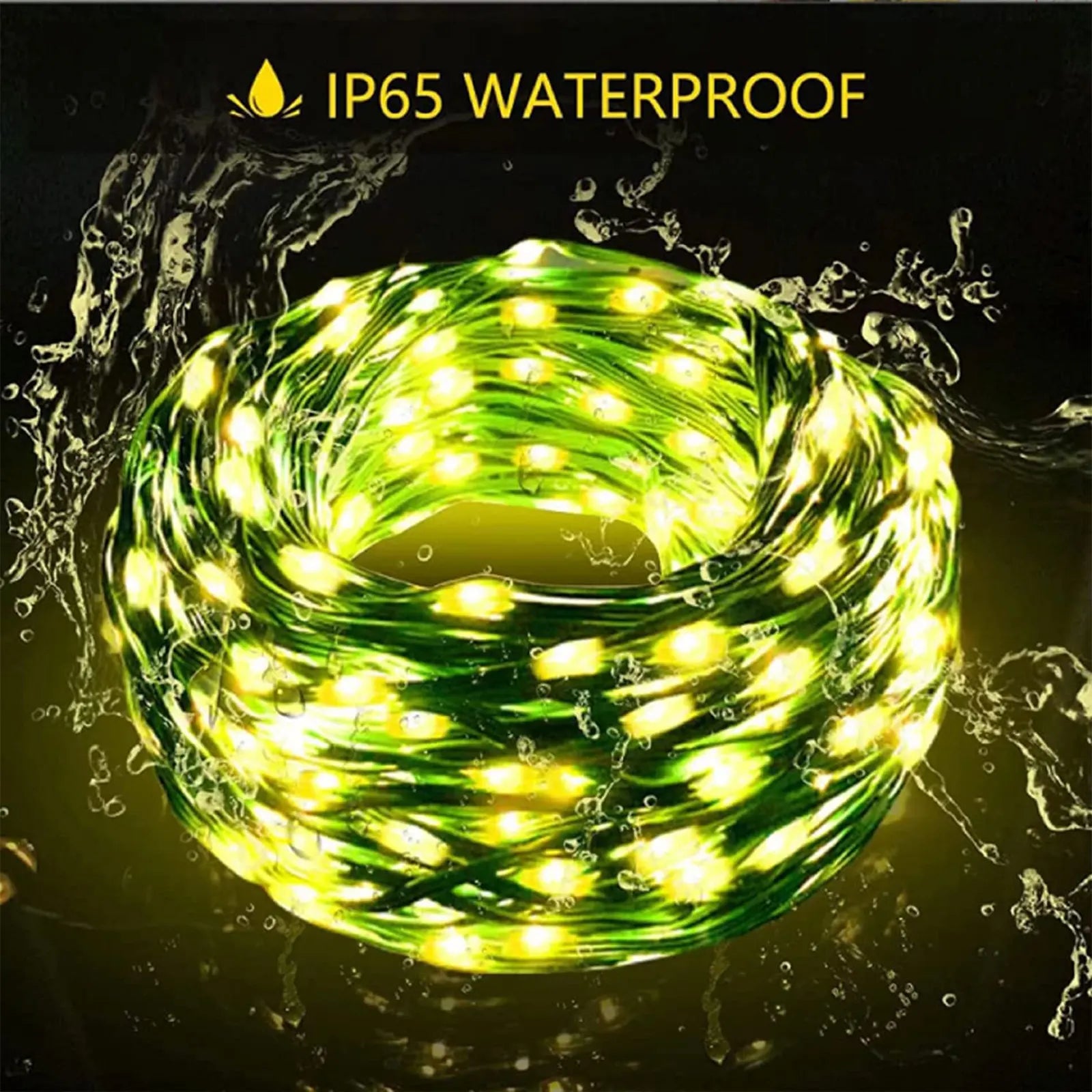 2 Pack Solar String Lights Outdoor, 200LED/75ft IP67 Waterproof 8 Lighting Modes