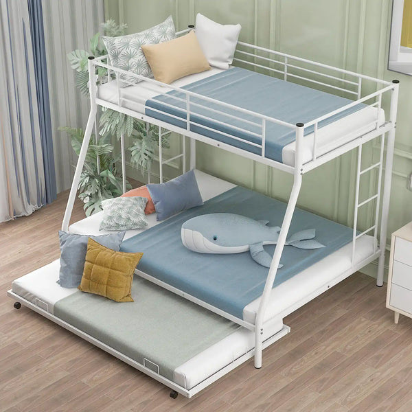 Metal twin over full bunk bed with clearance trundle