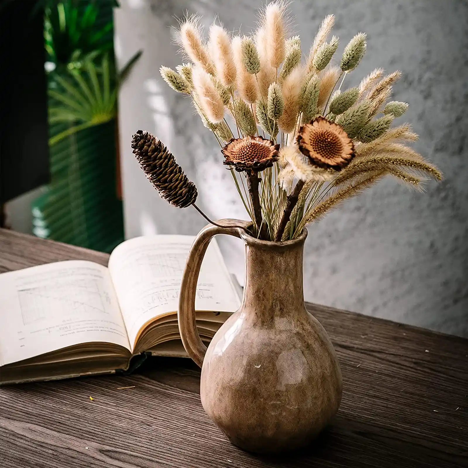 Decorative Ceramic Vase , Reactive Glazed Color Handle Flower Vases