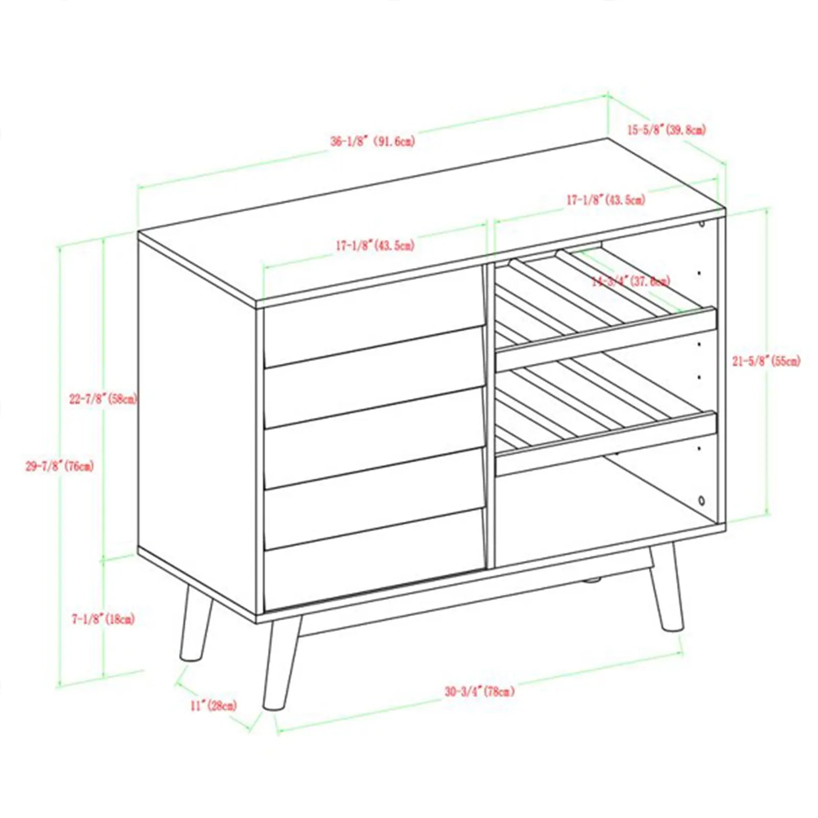 Mueble Bar para el hogar, Buffets con 1 estante ajustable 