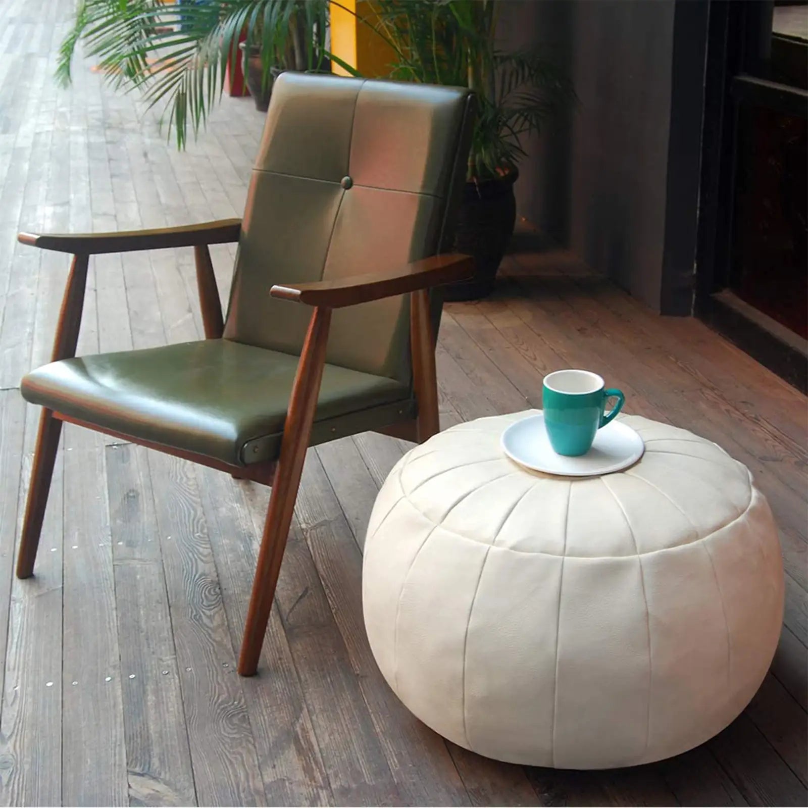 Faux Leather Decorative Ottoman Pouf