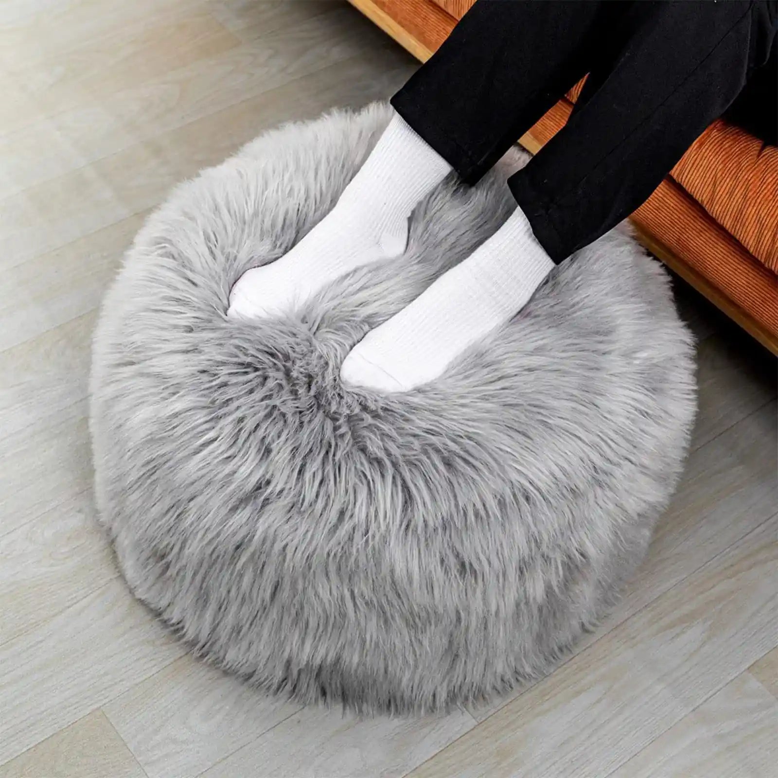 Fur Pouf Storage Ottoman Stool