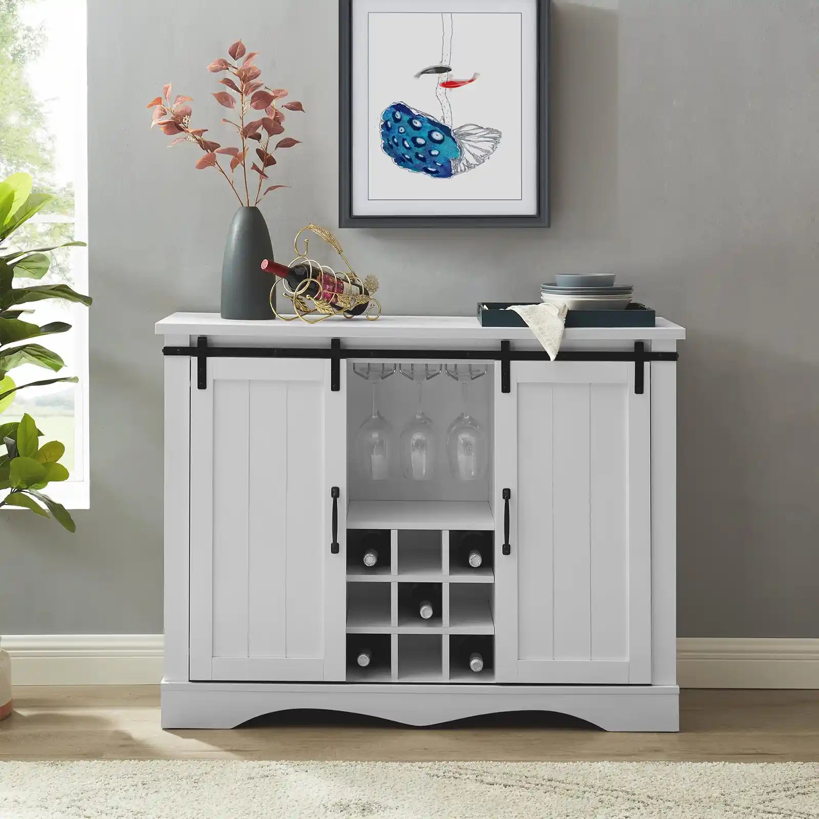 Modern Wood Buffet Bar Cabinet