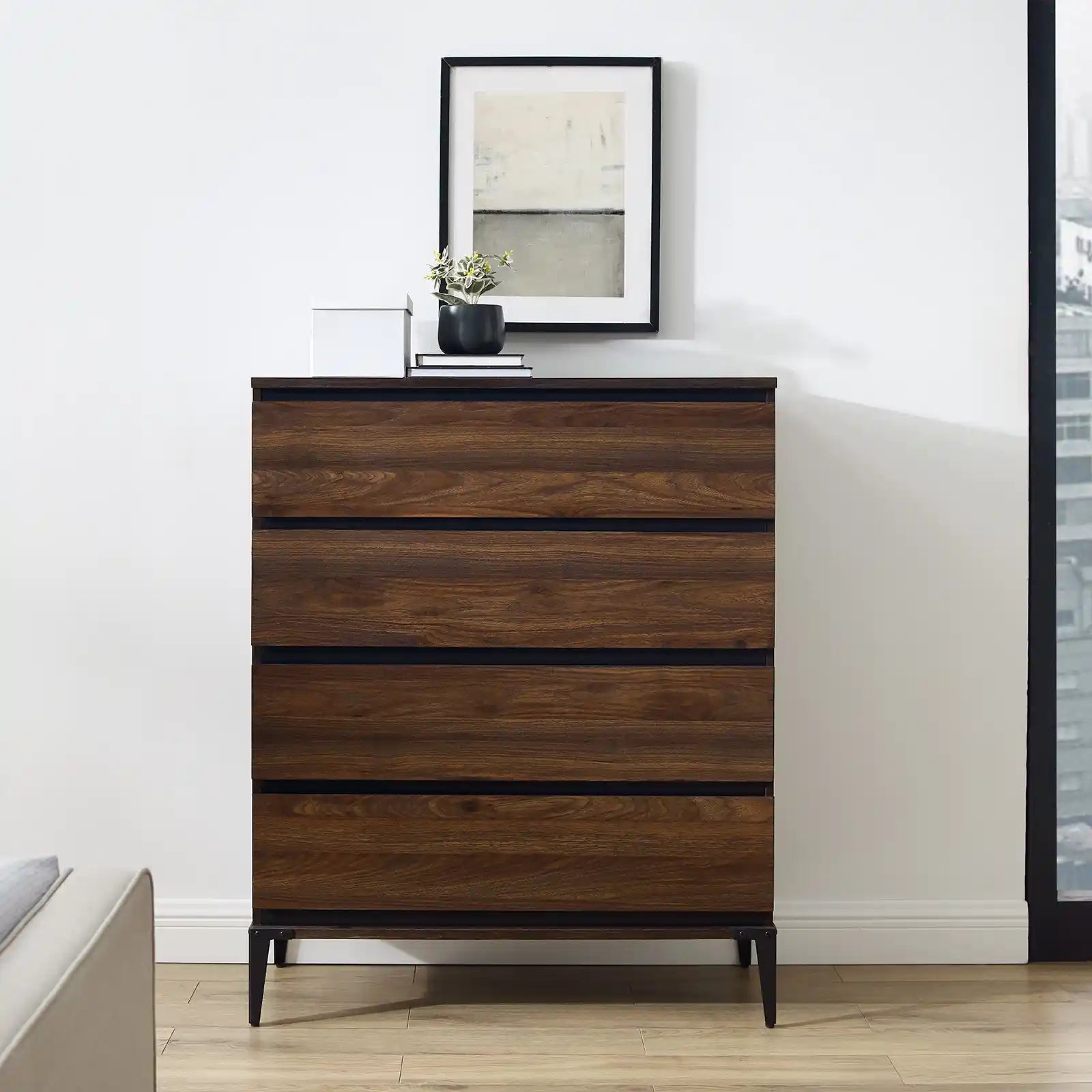 Rustic and Industrial 4 Drawer Vertical Dresser