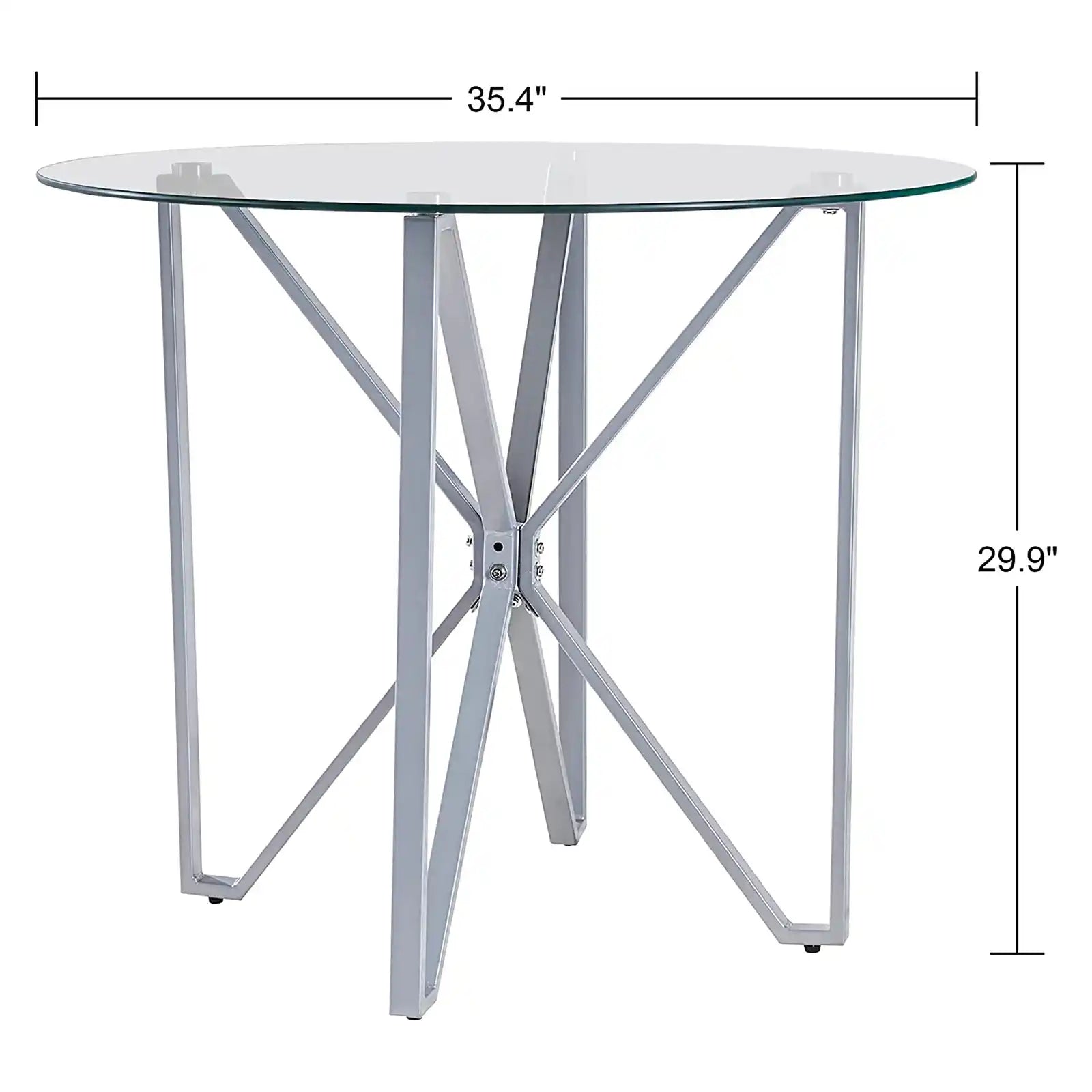 Modern Tempered Glass Kitchen Table with 2 Faux Leather Dining Chairs