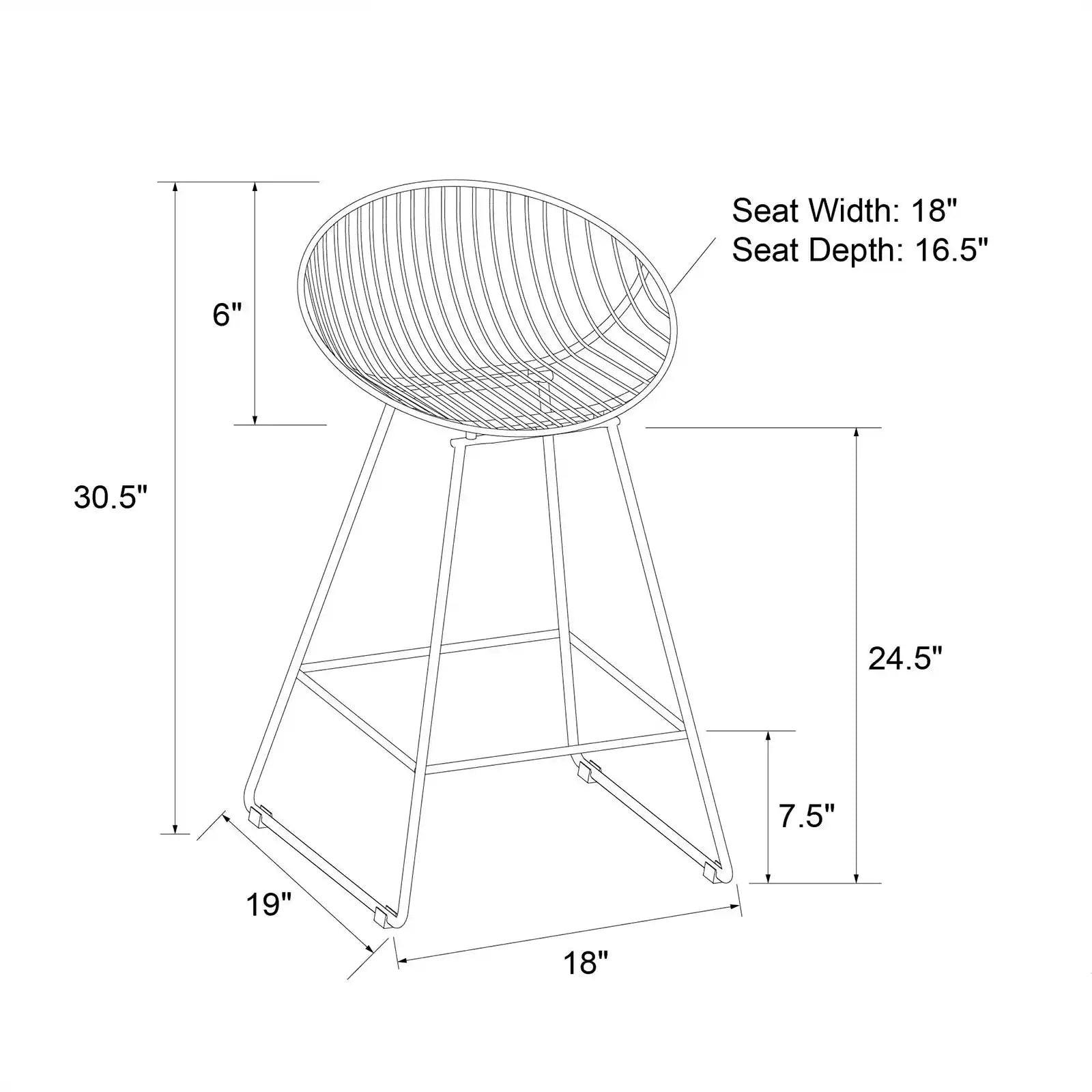 Modern 24 Inch Metal Counter Stool , Bar Stool