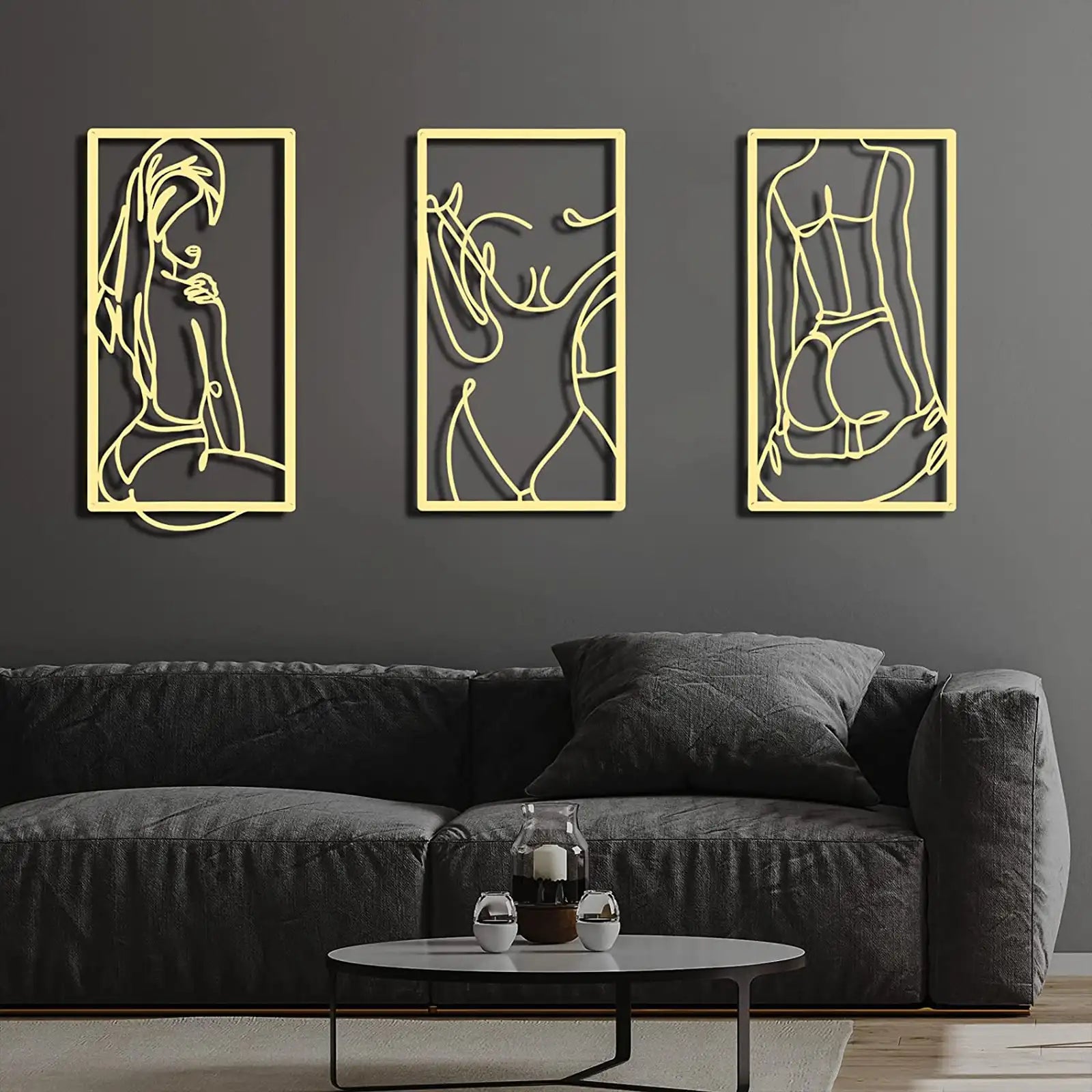 6 Pcs Modern Minimalist Wall Decor Abstract Woman Wall Art Single Line Drawing Modern Home Decor Line Metal Wall Decor Women Body Shape Wall Sculptures