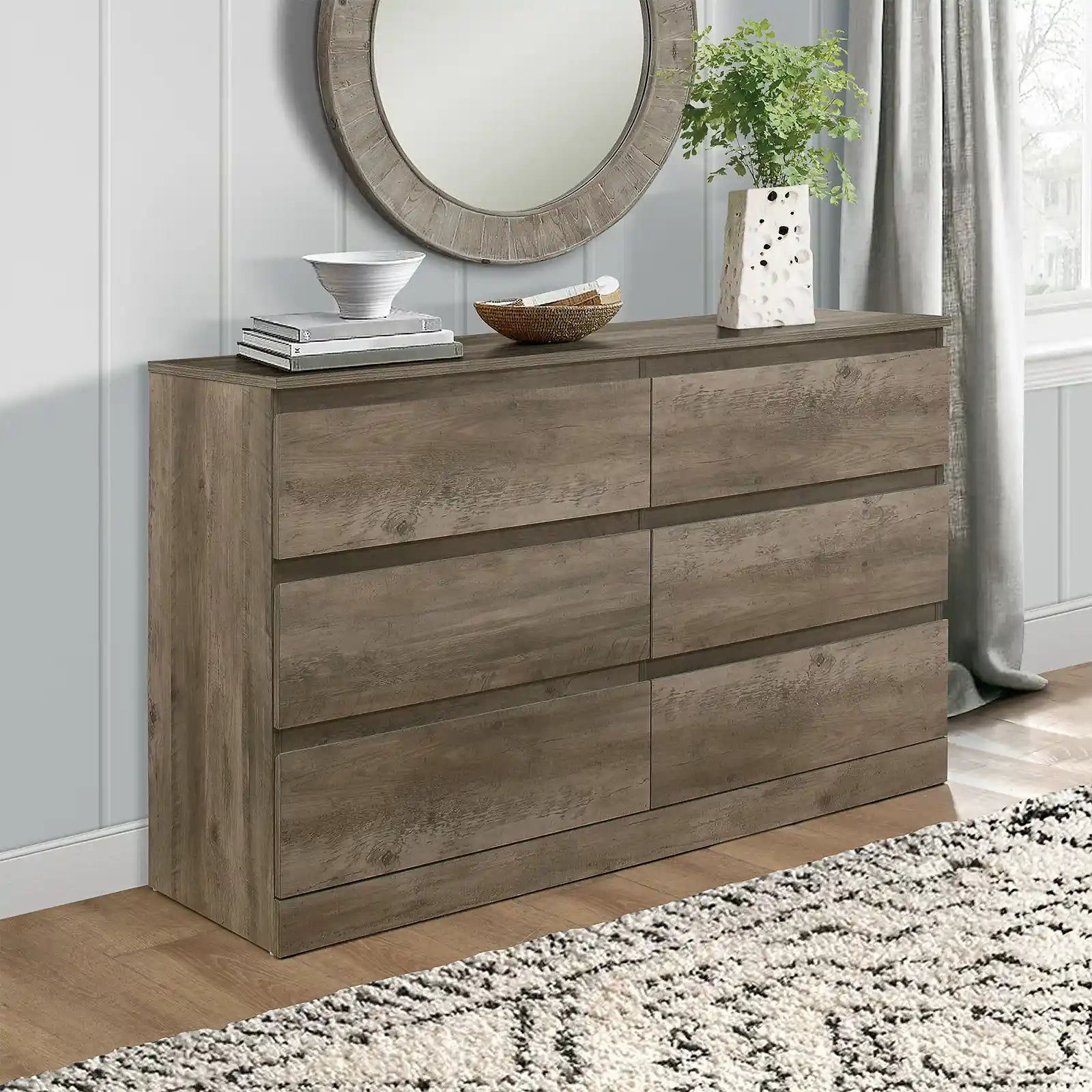 Modern 6-Drawer Horizontal Dresser