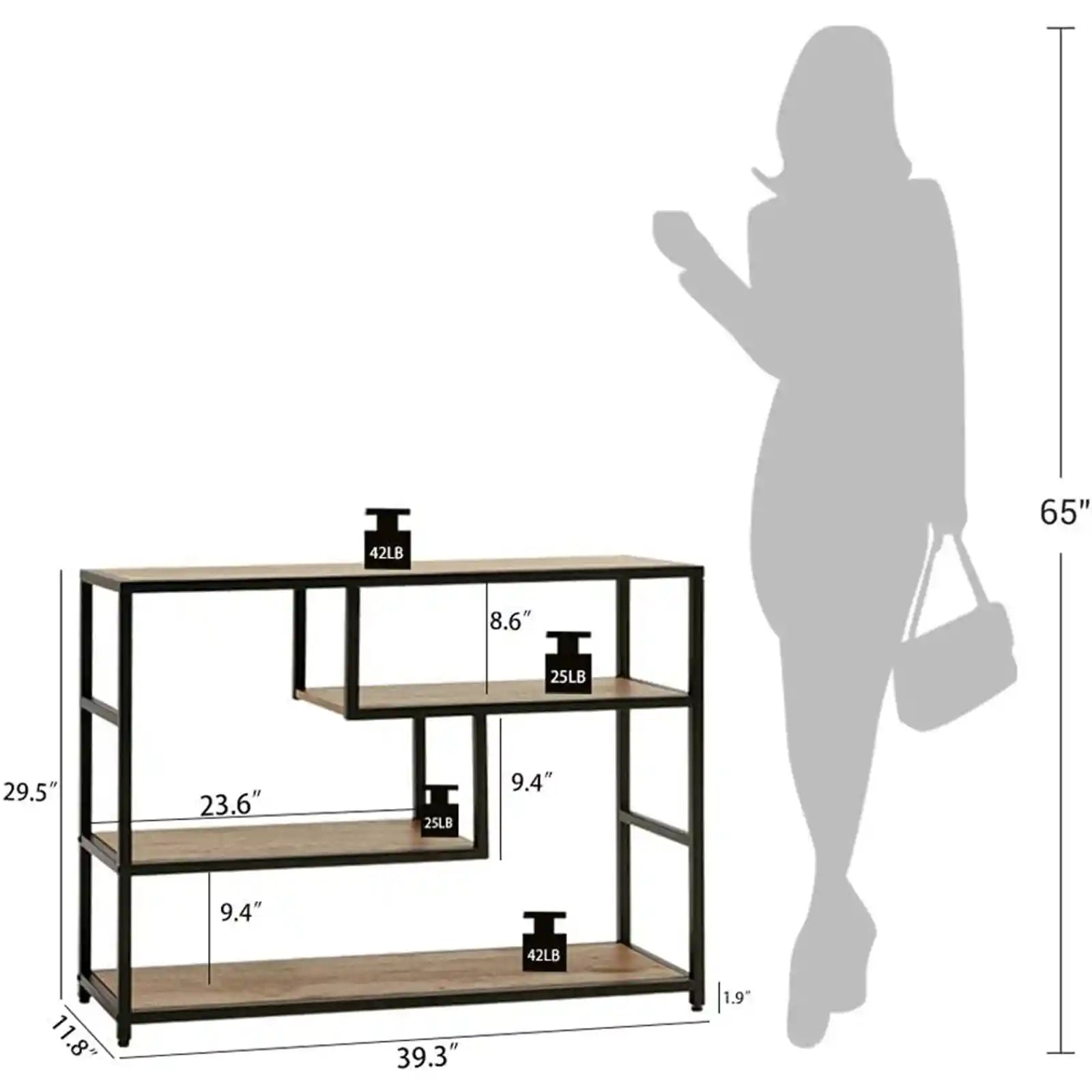 4-Tier Narrow Silm Entryway Table with Storage Shelves