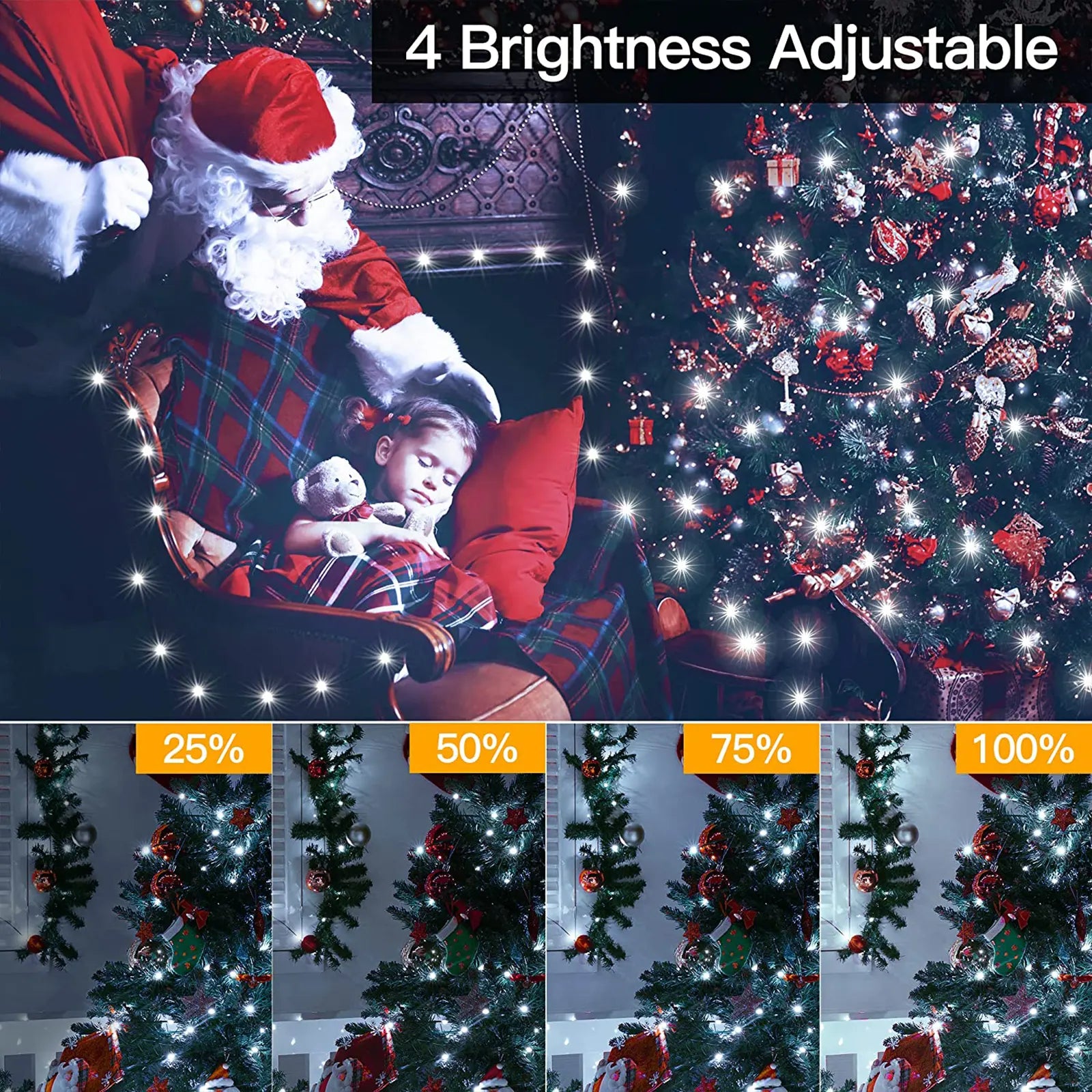 1000 luces LED para árbol de Navidad enchufables a prueba de agua IP67 de 330 pies con control remoto, 8 modos 