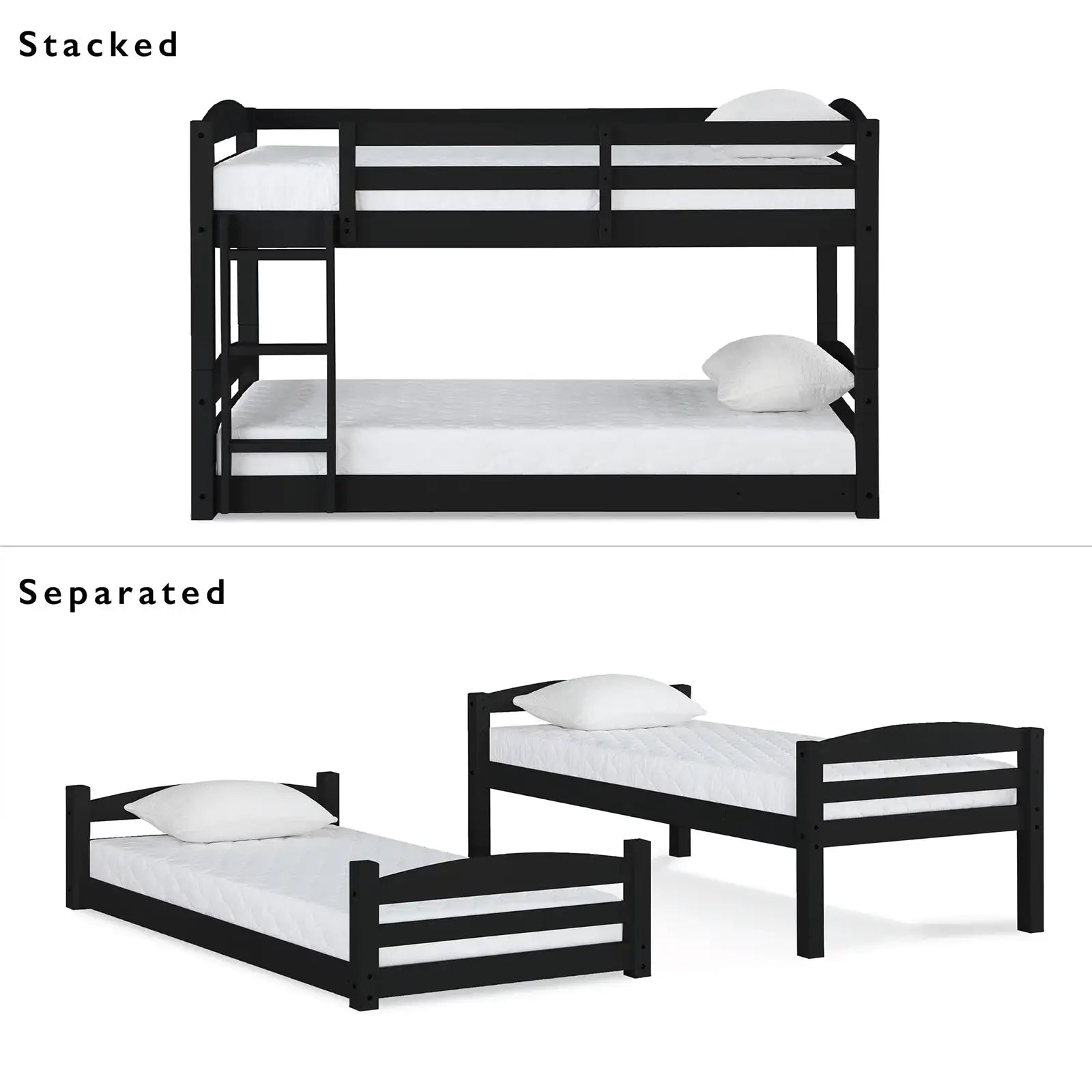 Twin-over-Twin Convertible Floor Bunk Bed