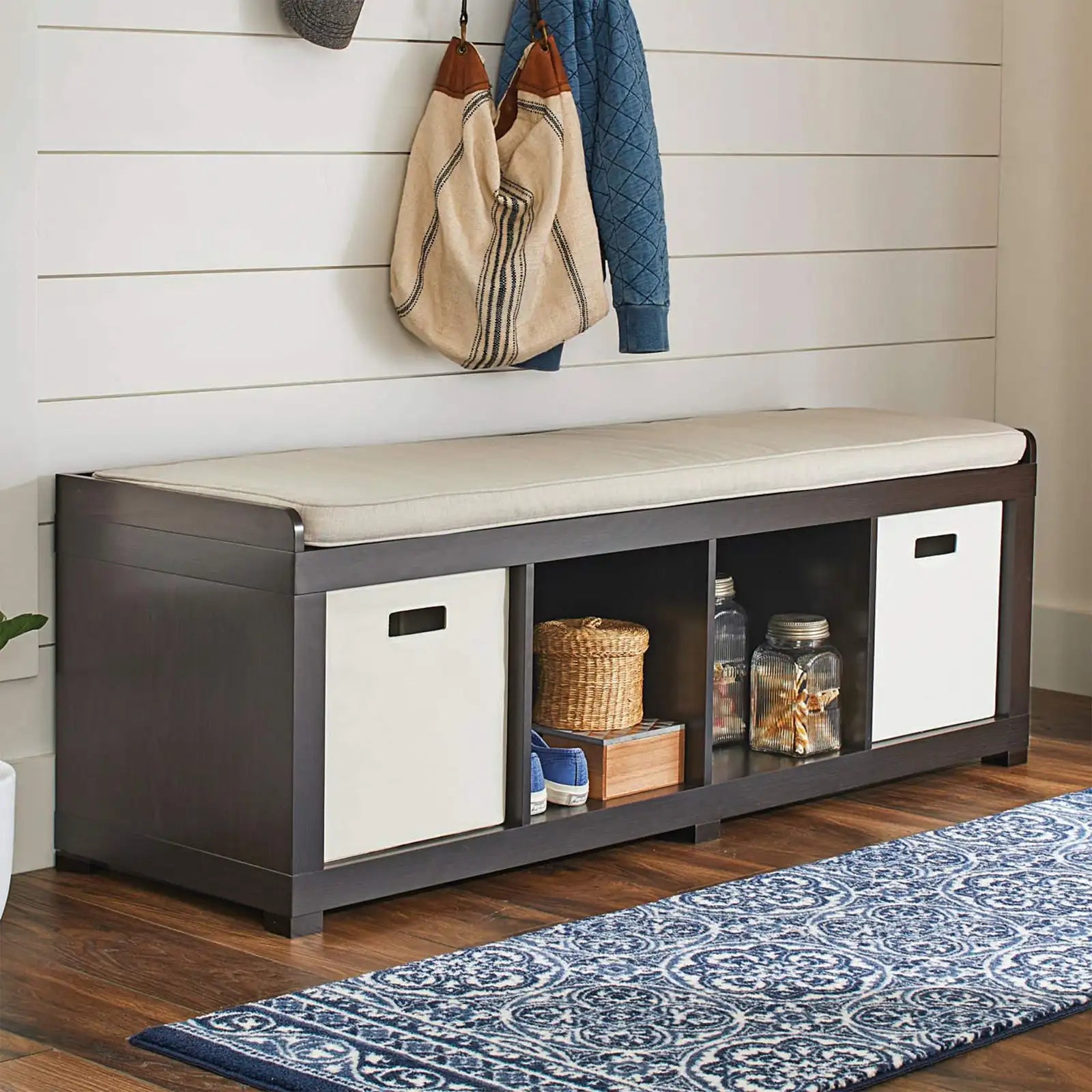 4-Cube Storage Organizer Bench