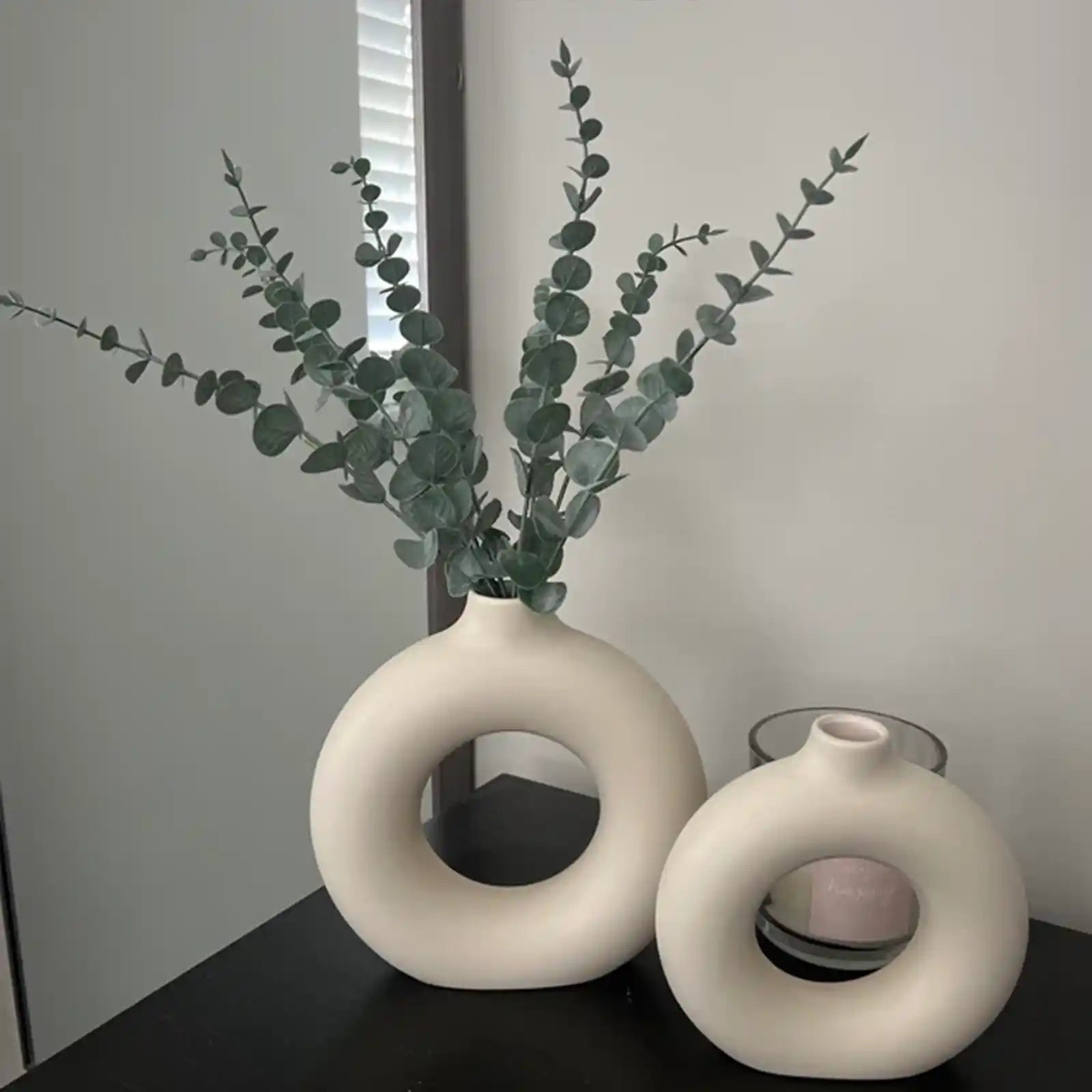 Juego de 2 jarrones de cerámica para decoración boho moderna