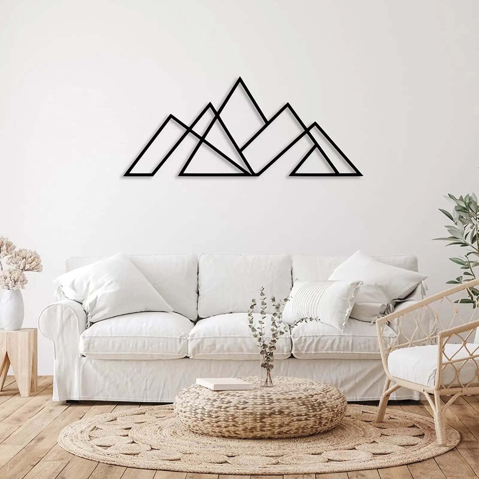 Geometric Mountains Metal Wall Art - Metal Wall Home Decor - Rust Free Outdoor & Indoor Wall Decoration Piece - Hanging Wall Art for Living Room, Bedroom