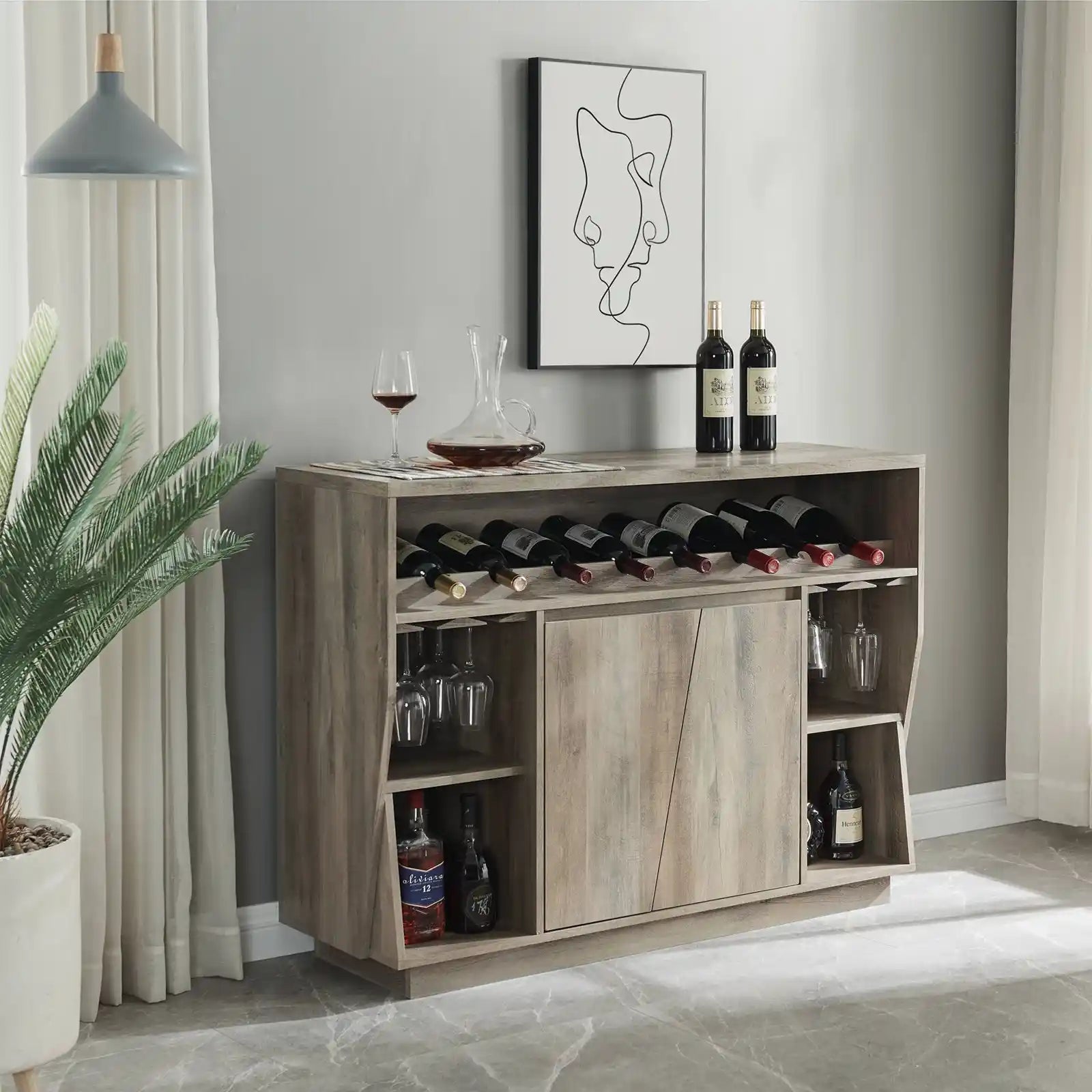 Mueble bar consola moderno y botellero