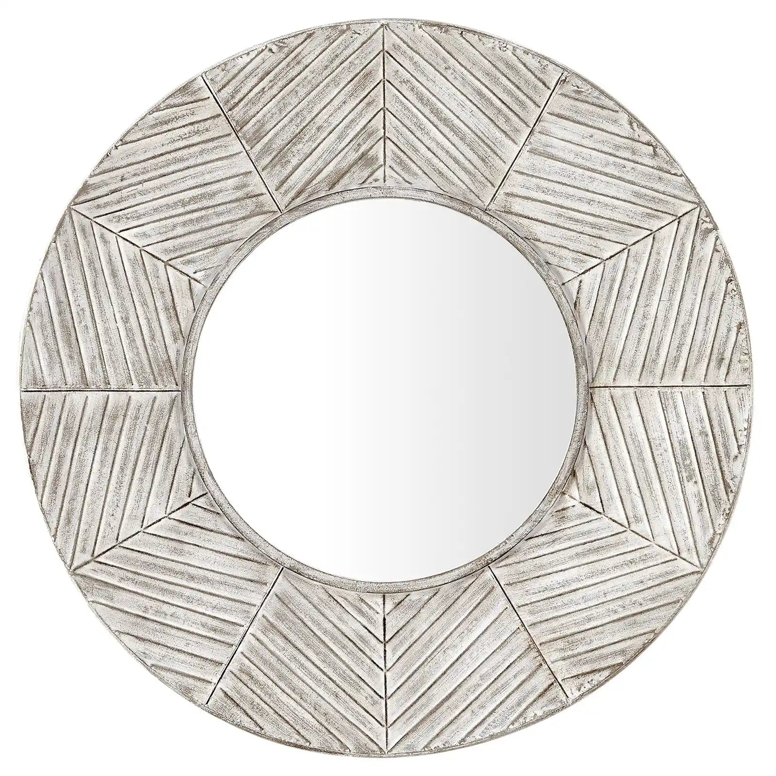 White Wall Mirror, Farmhouse Mirror , Round Mirror