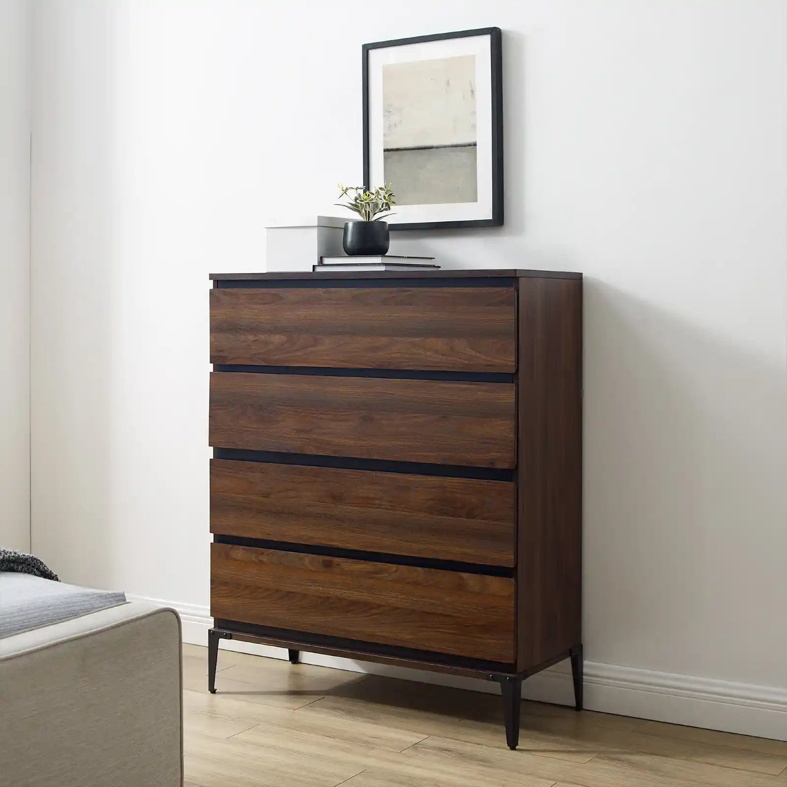 Rustic and Industrial 4 Drawer Vertical Dresser