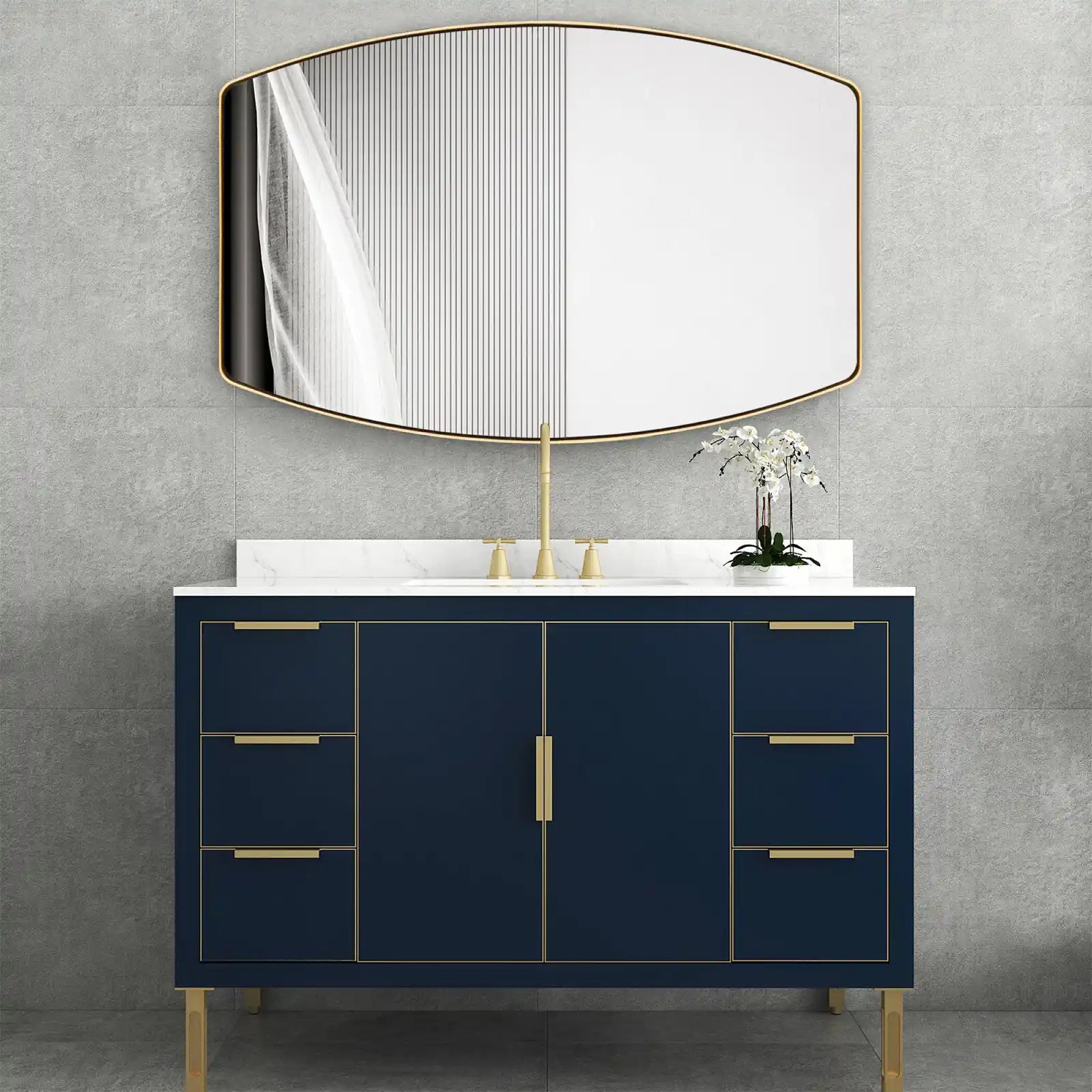 Modern Bathroom Mirror, Large Oval Wall Mirrors, Metal Frame