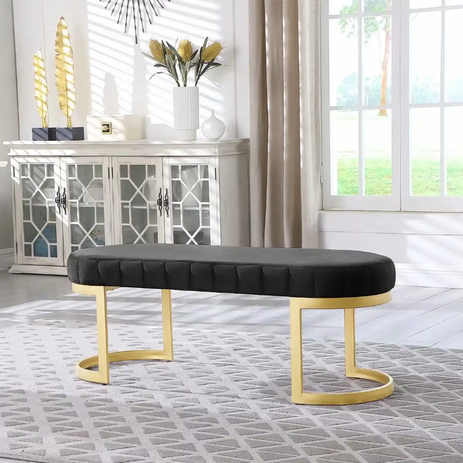 Upholstered Velvet Bedroom Bench Footrest Entryway