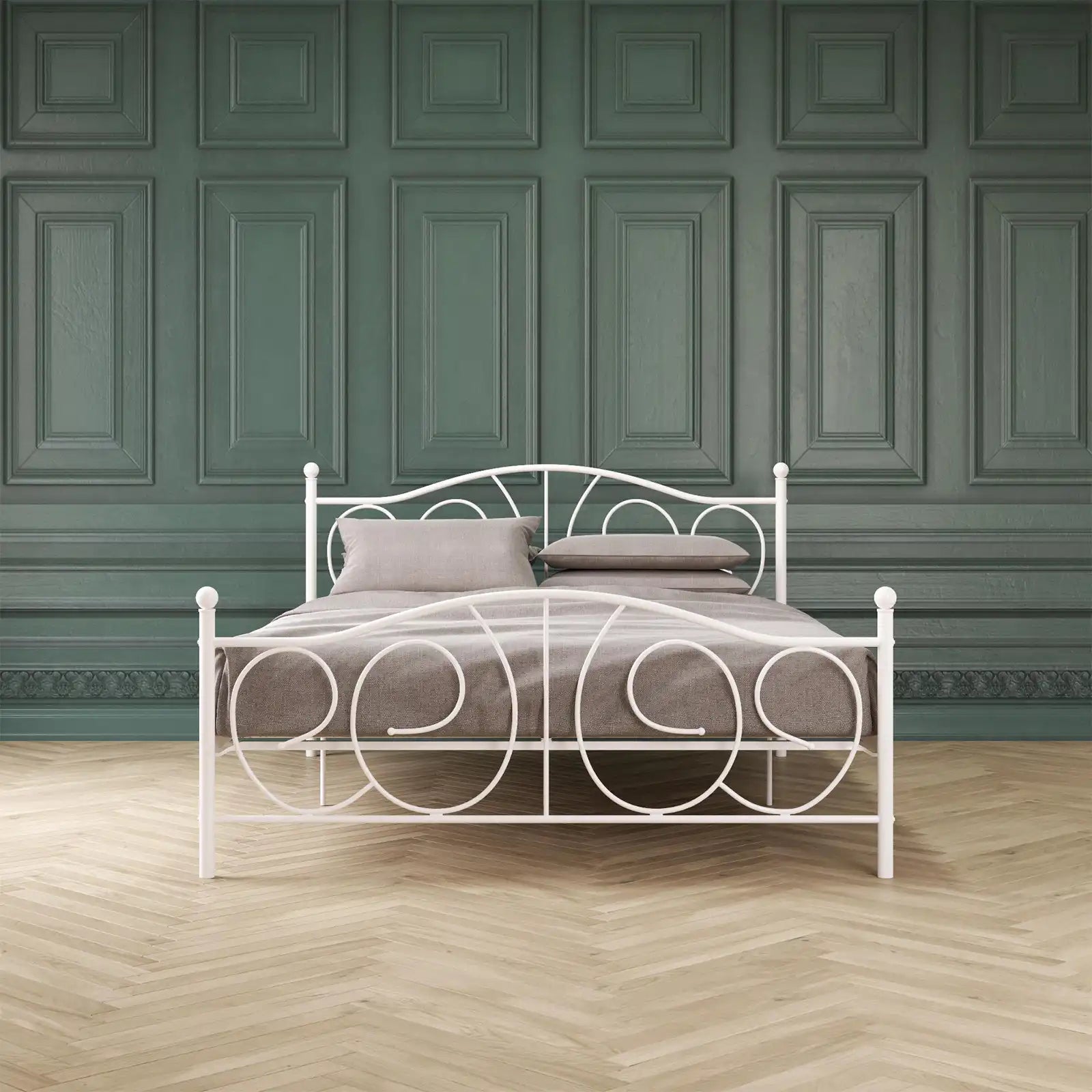 Cama victoriana con plataforma de metal con altura ajustable