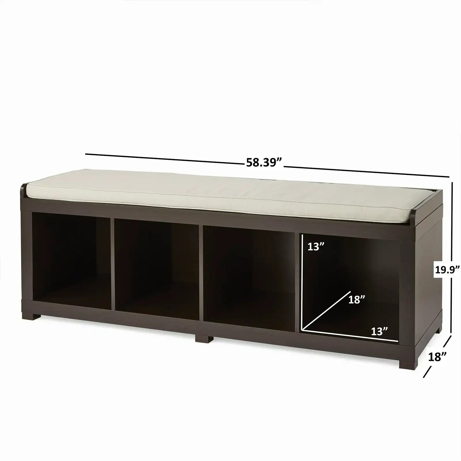 4-Cube Storage Organizer Bench