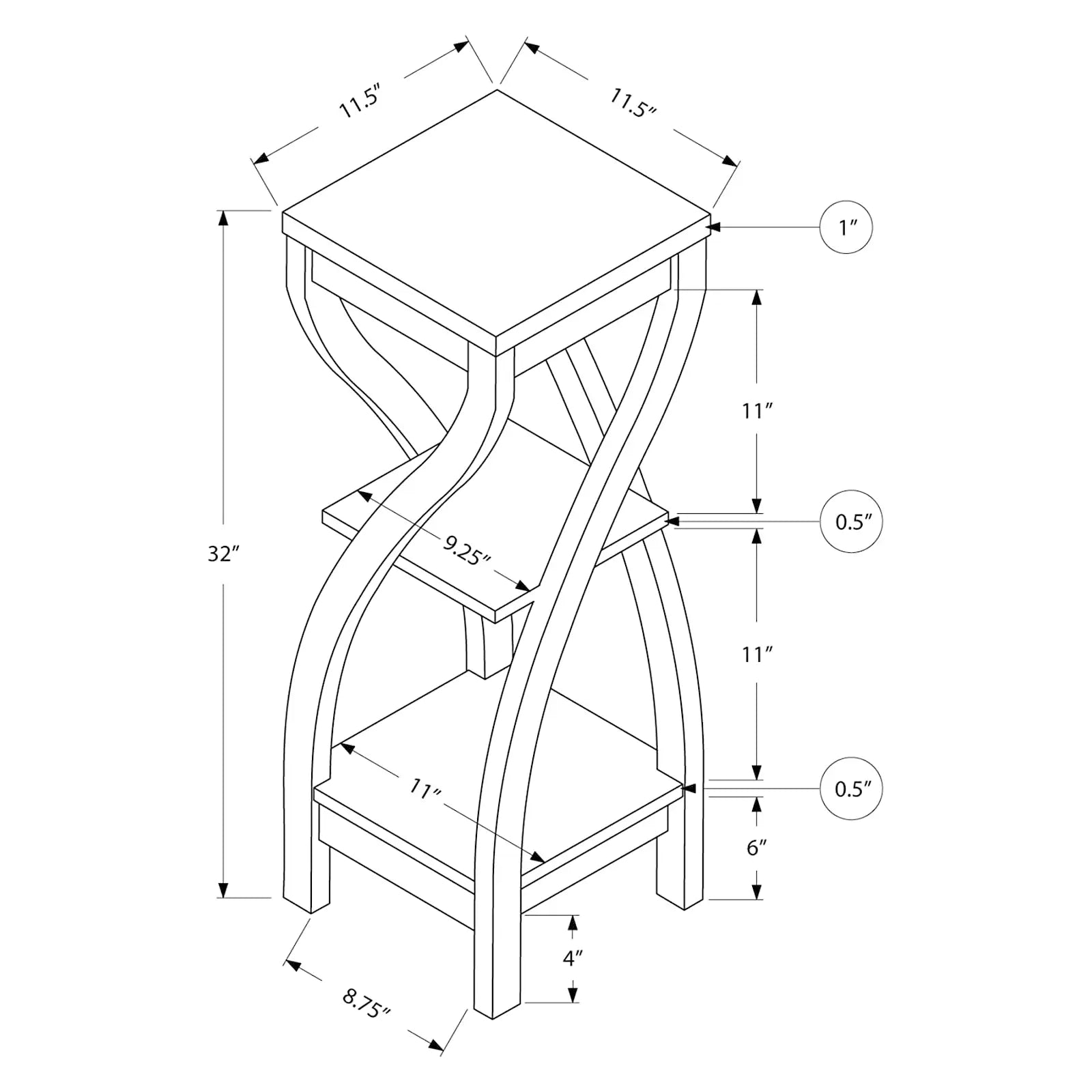 Three Tiered Design Accent Table