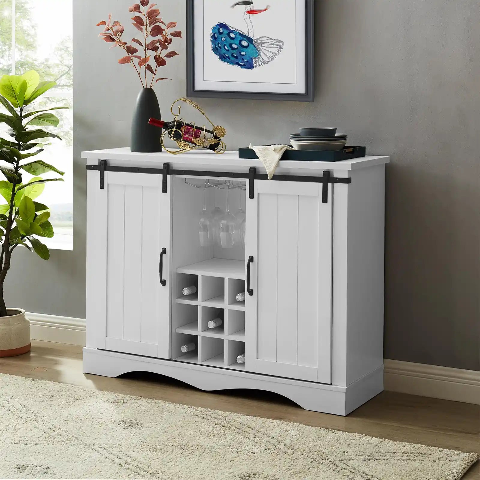 Modern Wood Buffet Bar Cabinet