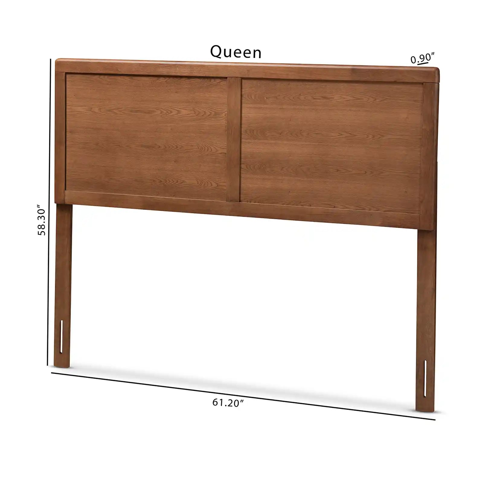 Mid-Century Modern Walnut Finished Wood Twin, Full, Queen, King Size Headboard