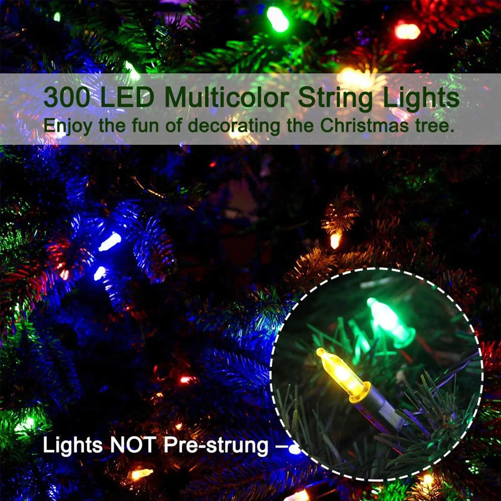6 or 7.5 ft Artificial Christmas Tree with 300 LED Multicolor String Lights