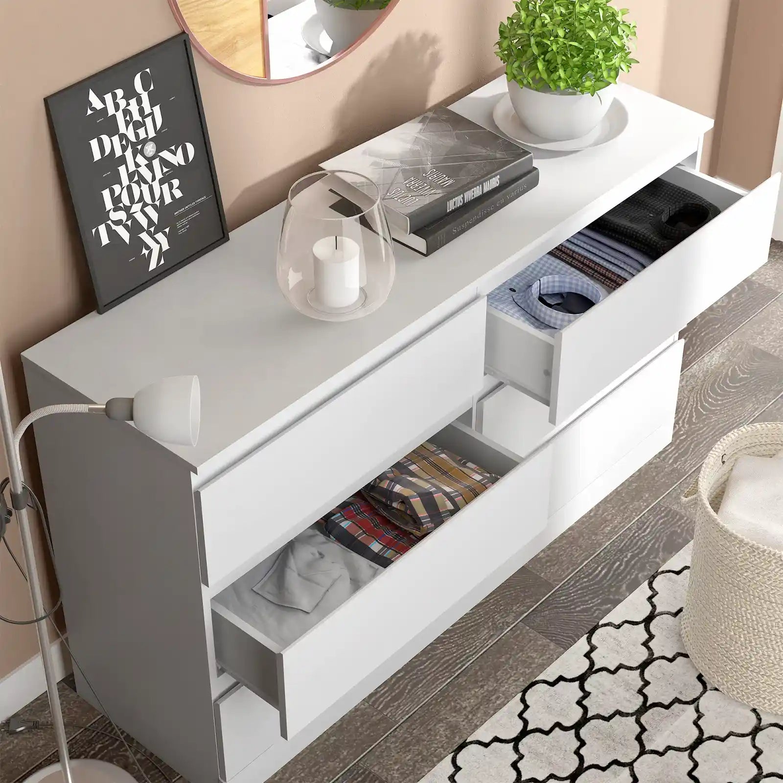 Modern 6-Drawer Horizontal Dresser