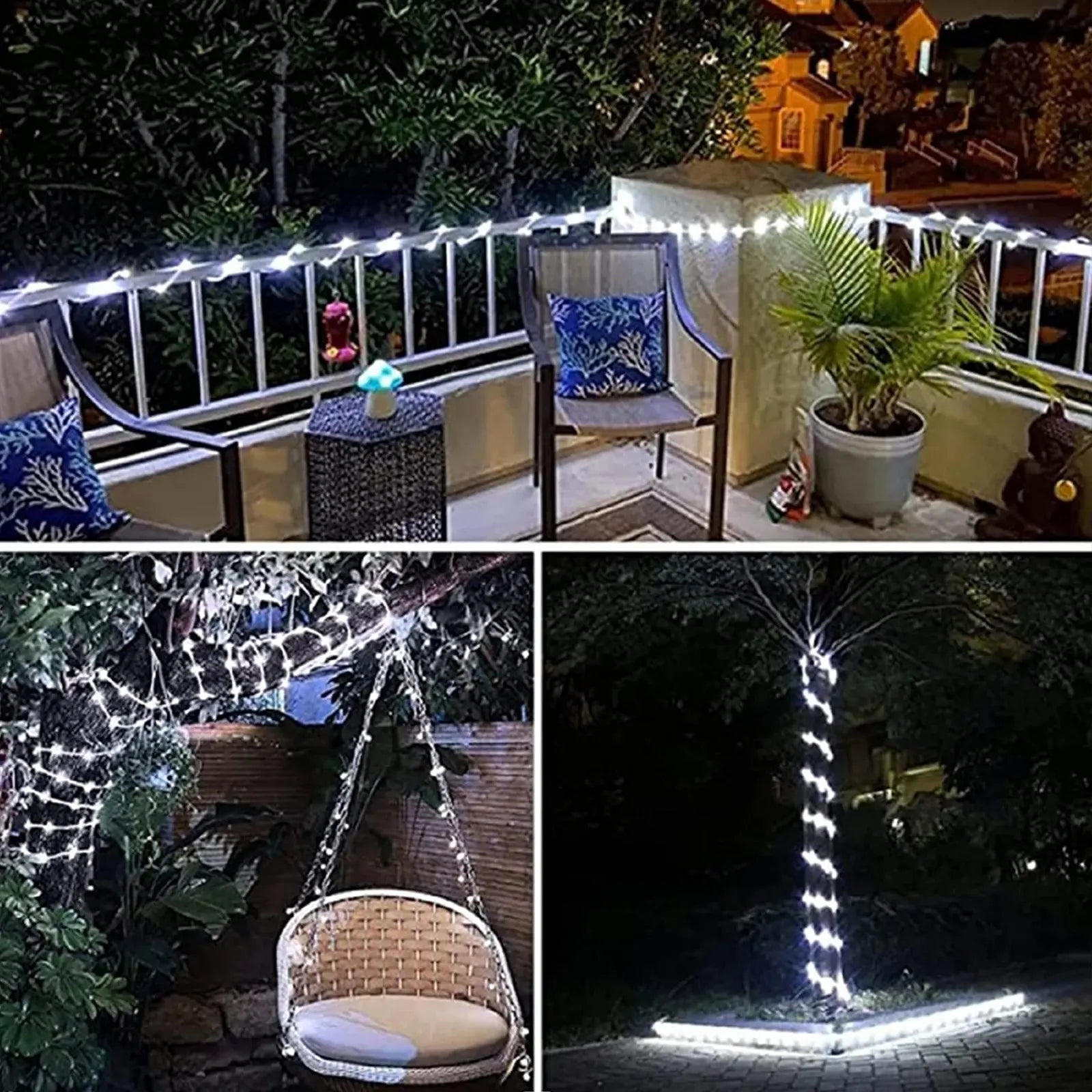 2 Pack Solar String Lights Outdoor, 200LED/75ft IP67 Waterproof 8 Lighting Modes