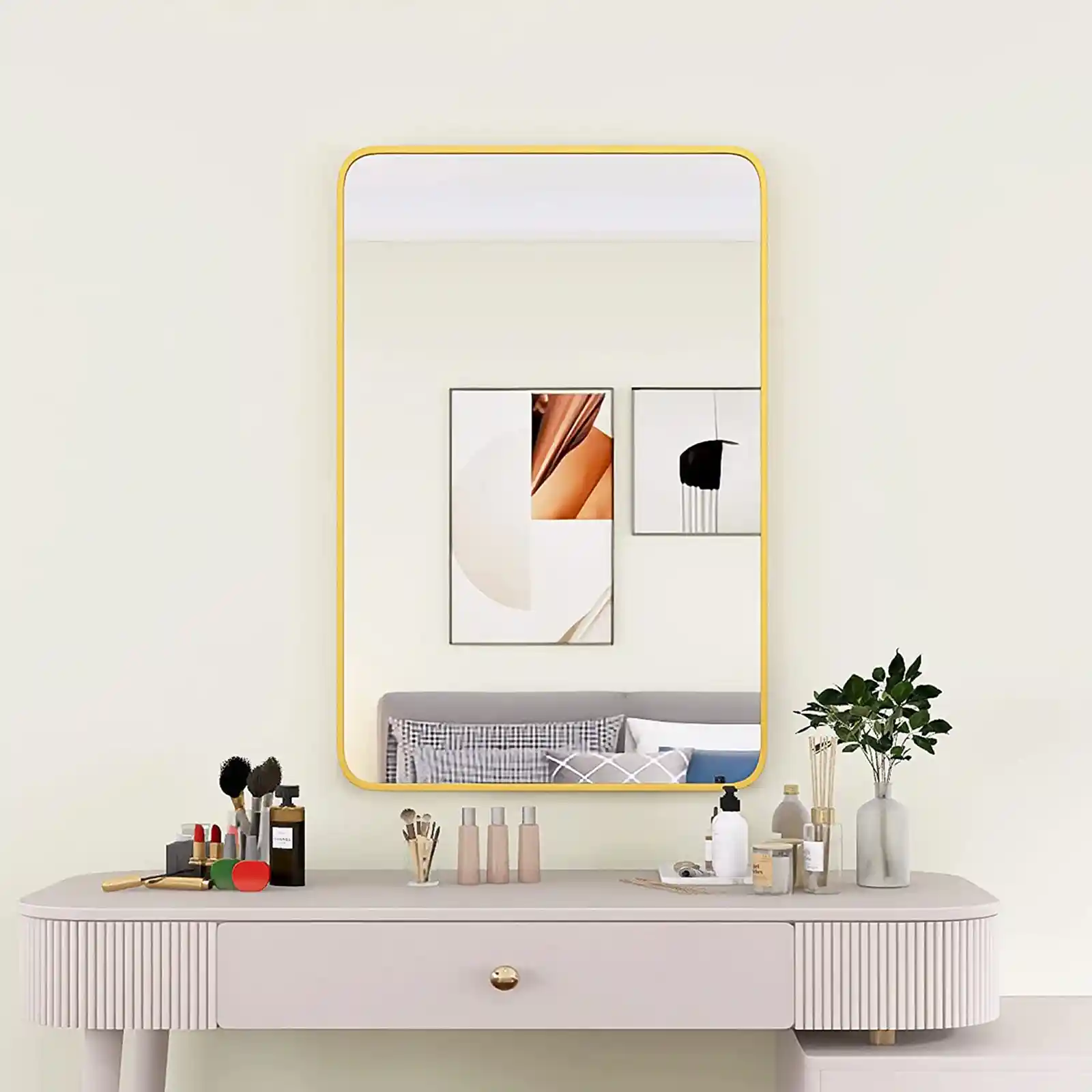 Round Edge Bathroom Mirror, 20"x30" Rectangular Bathroom Mirror for Wall, Black Wall Mounted Bathroom Vanity Mirror for Living Room, Bedroom, Entryway