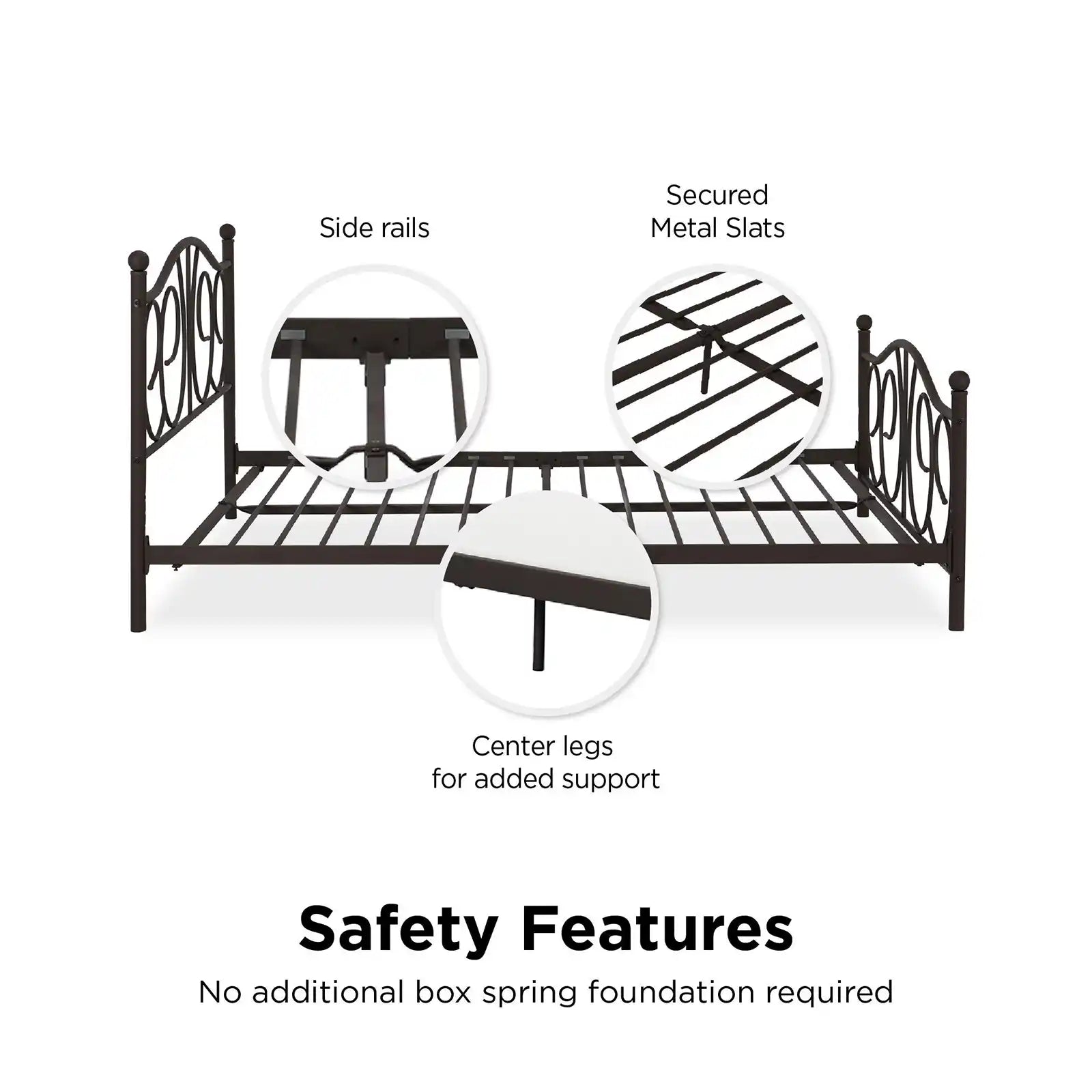 Victorian Metal Platform Bed with Adjustable Height