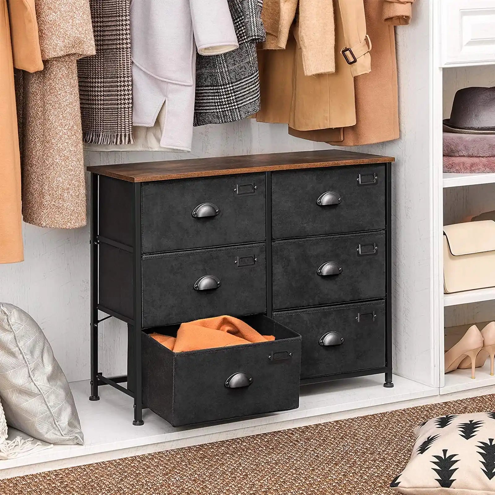 Wide Storage Dresser , 5- 6 - 8 Fabric Drawers Dresser