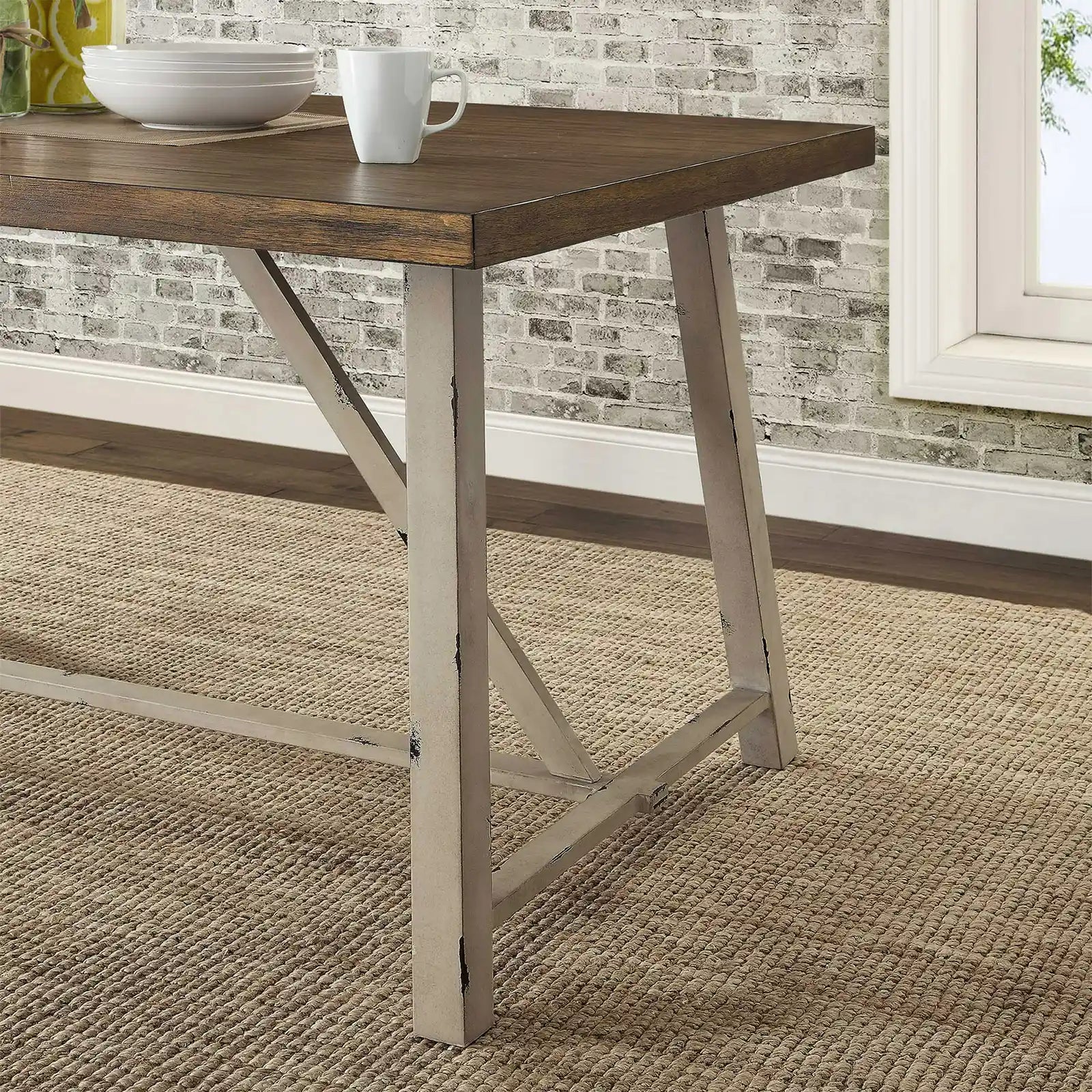 Farmhouse Wood and Metal Dining Table