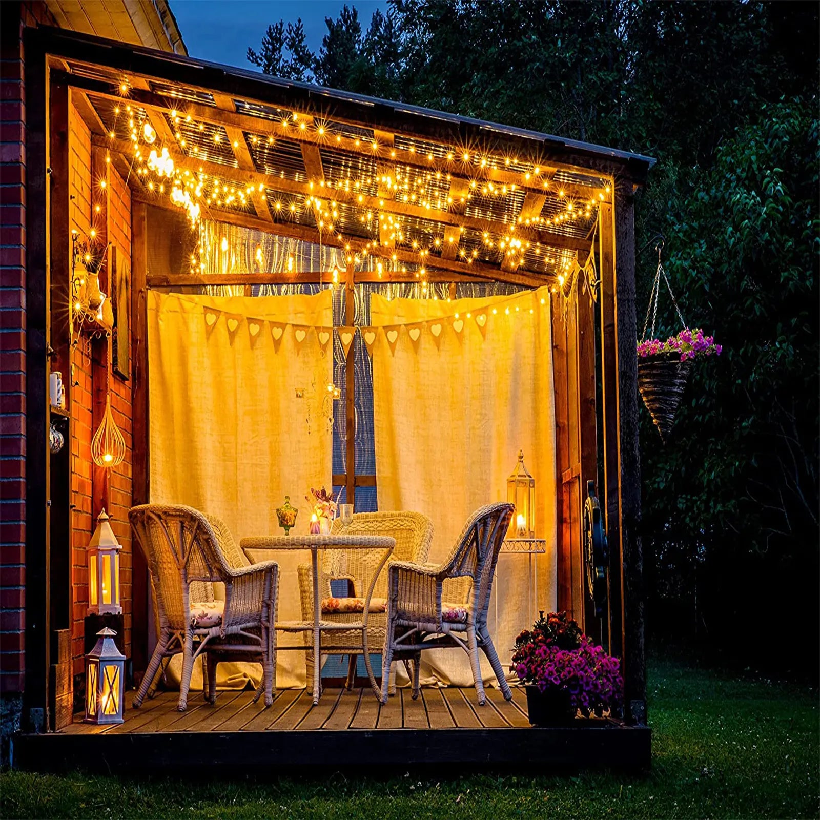 100 luces navideñas transparentes con cable blanco, aprobadas por UL 