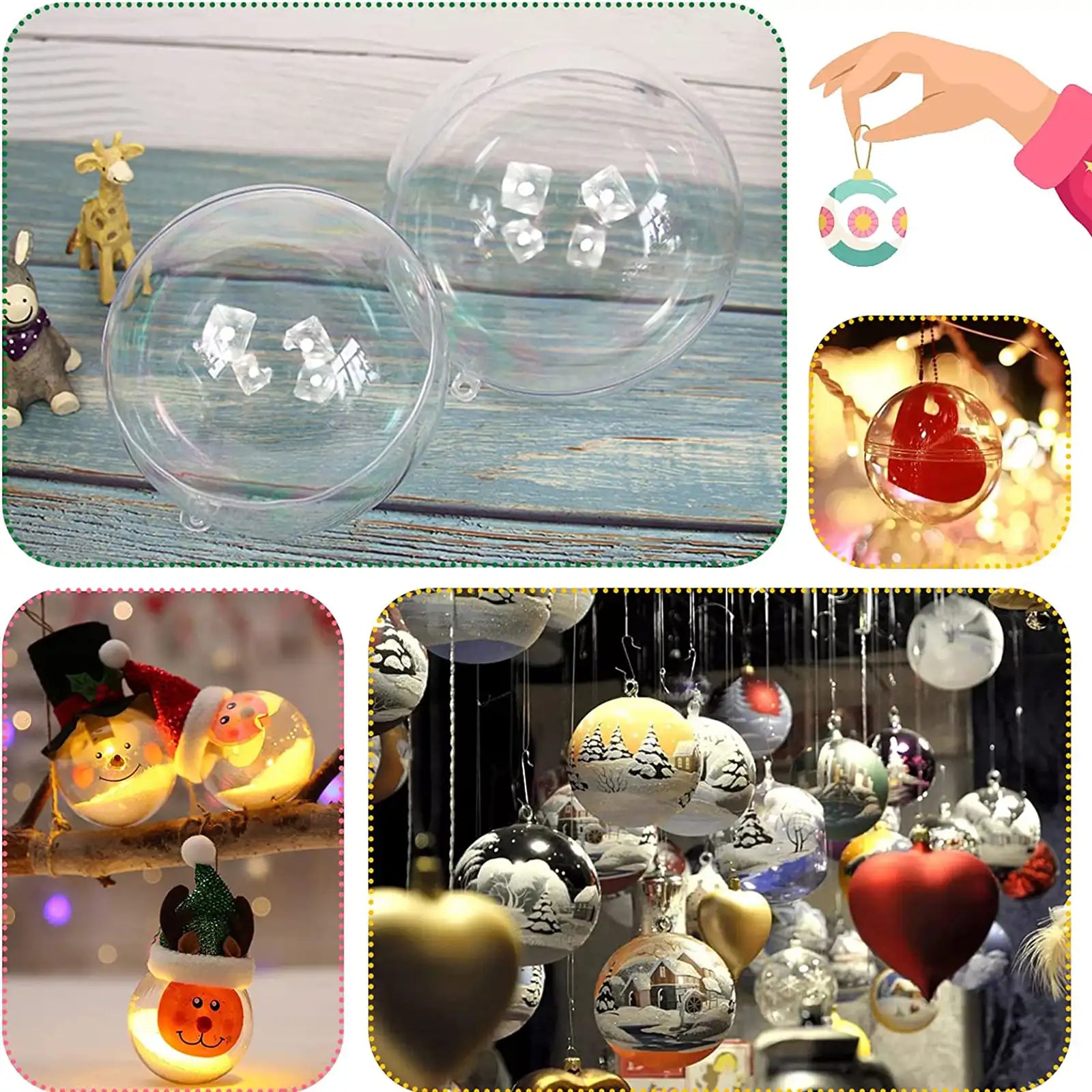 24 Pcs 2.8''/70mm Clear Plastic Fillable Ornament Balls